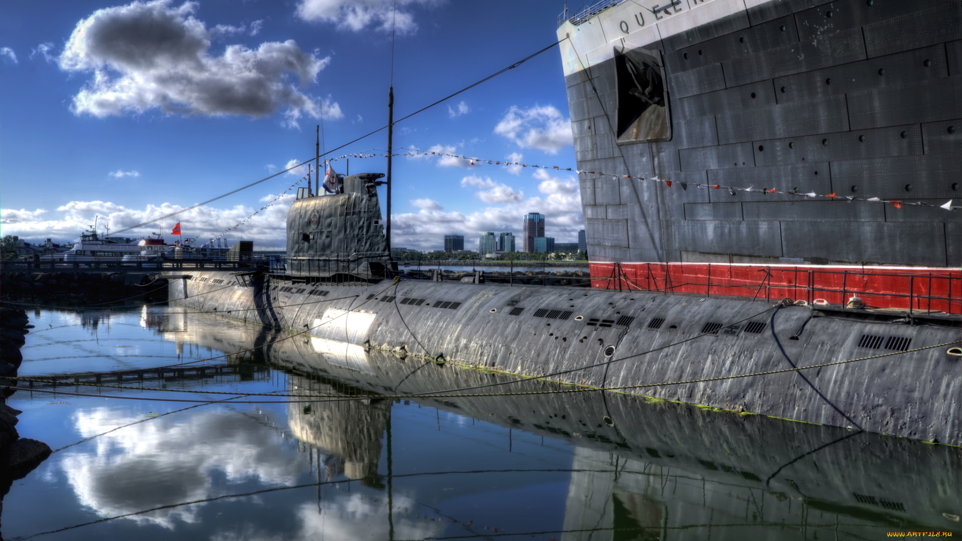 советская, подводная, лодка, 427, корабли, подводные, лодки, long, beach, california, лонг-бич, калифорния, б-427, музей, причал