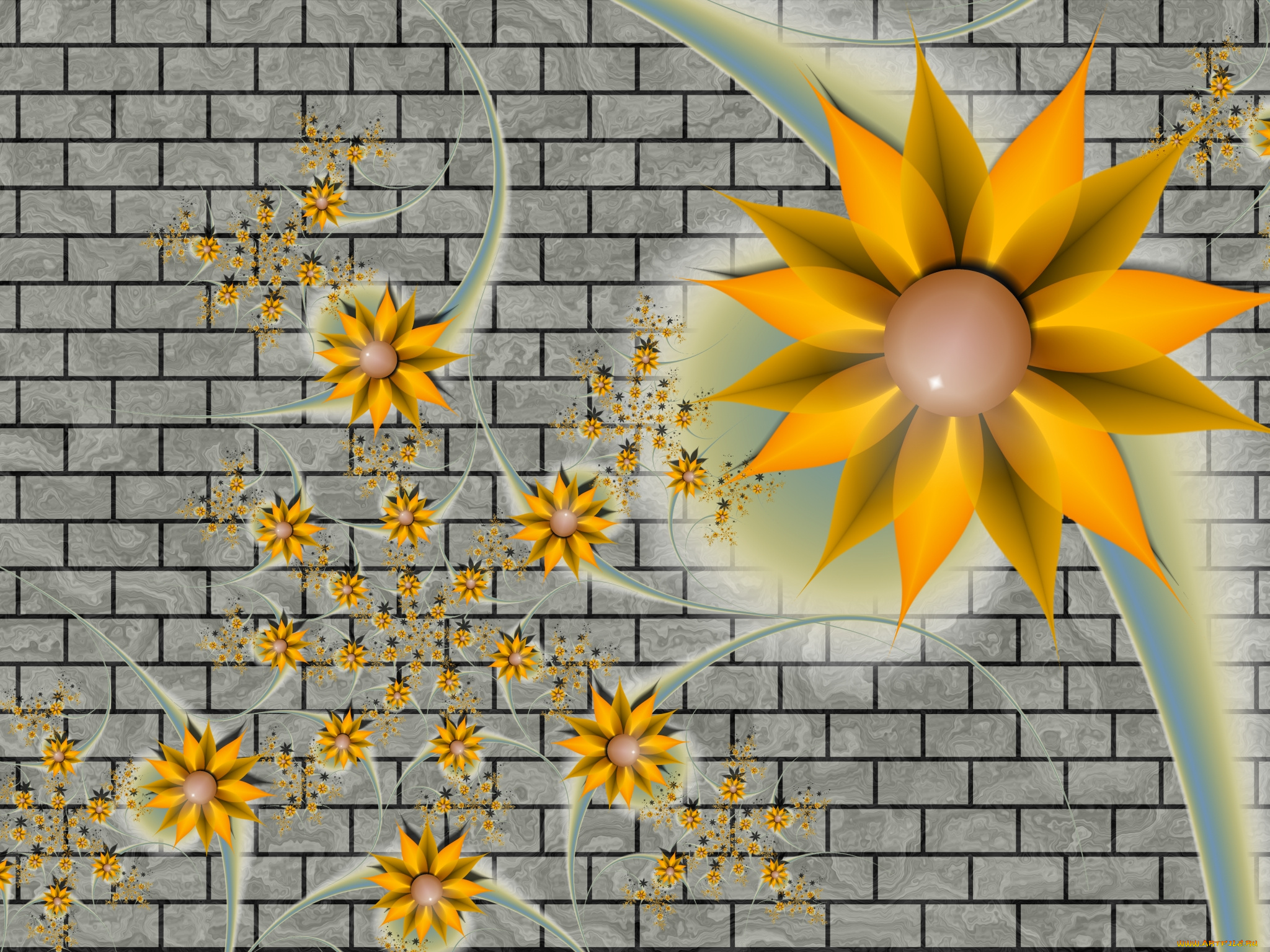 3д, графика, flowers, цветы, фон, цвета, узор, лепестки