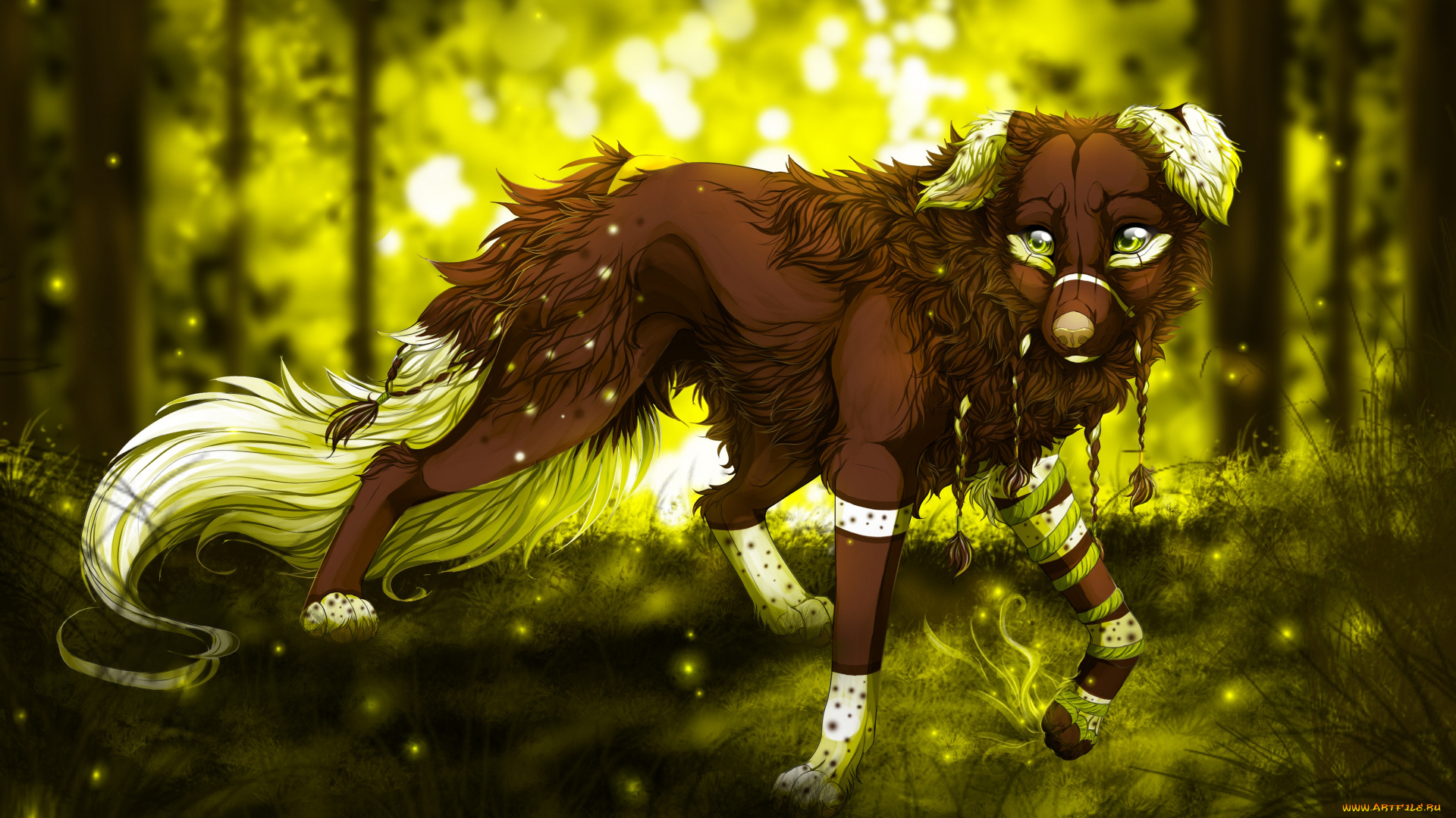 рисованные, животные, , сказочные, , мифические, природа, лес