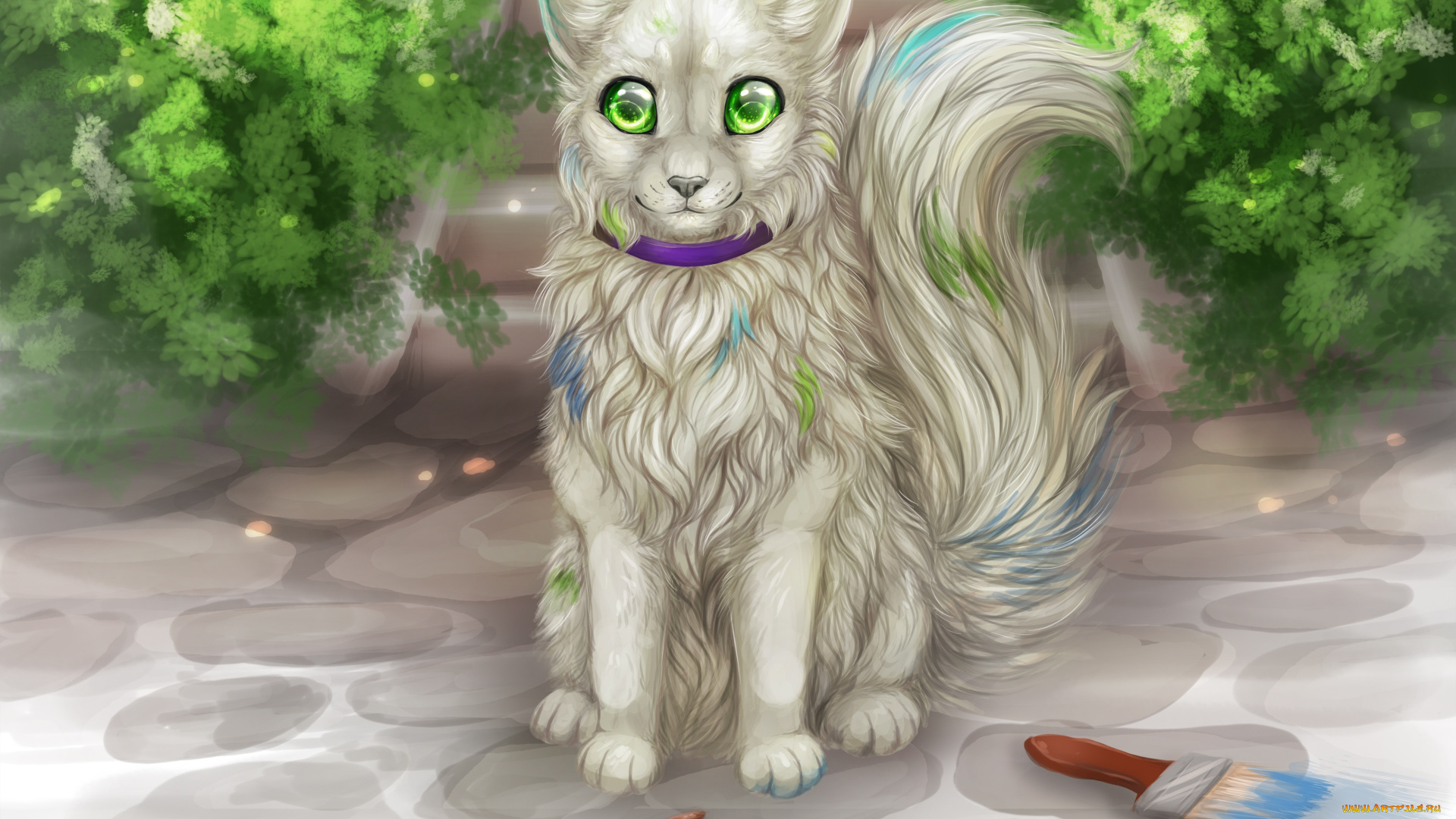 рисованные, животные, , собаки, собака, кисточки, природа