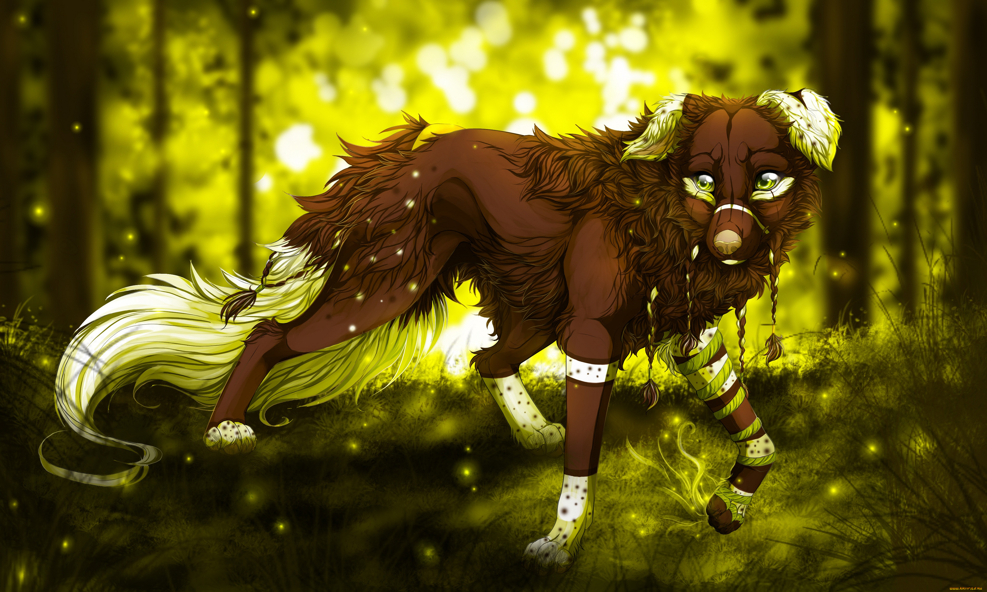 рисованные, животные, , сказочные, , мифические, природа, лес