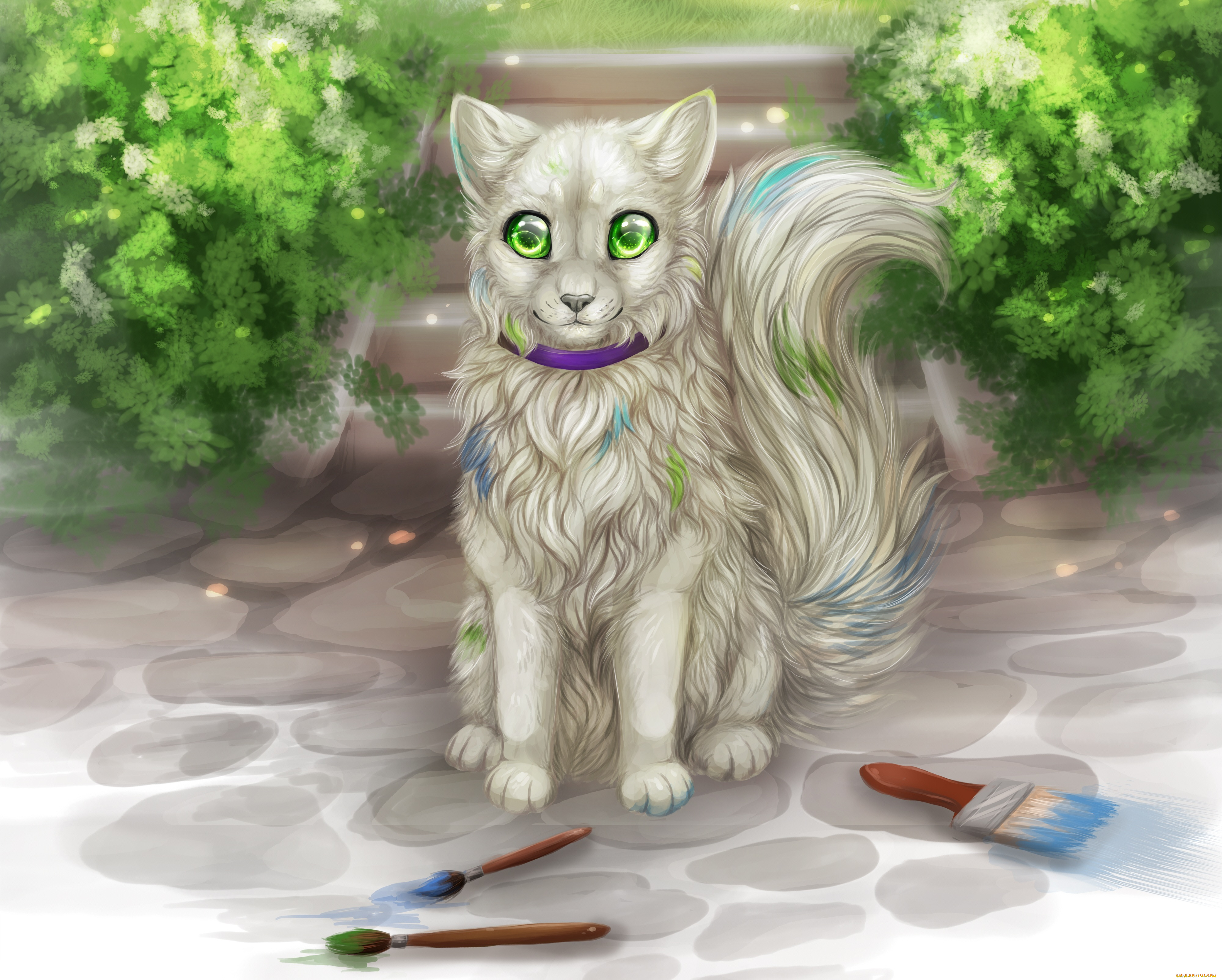 рисованные, животные, , собаки, собака, кисточки, природа