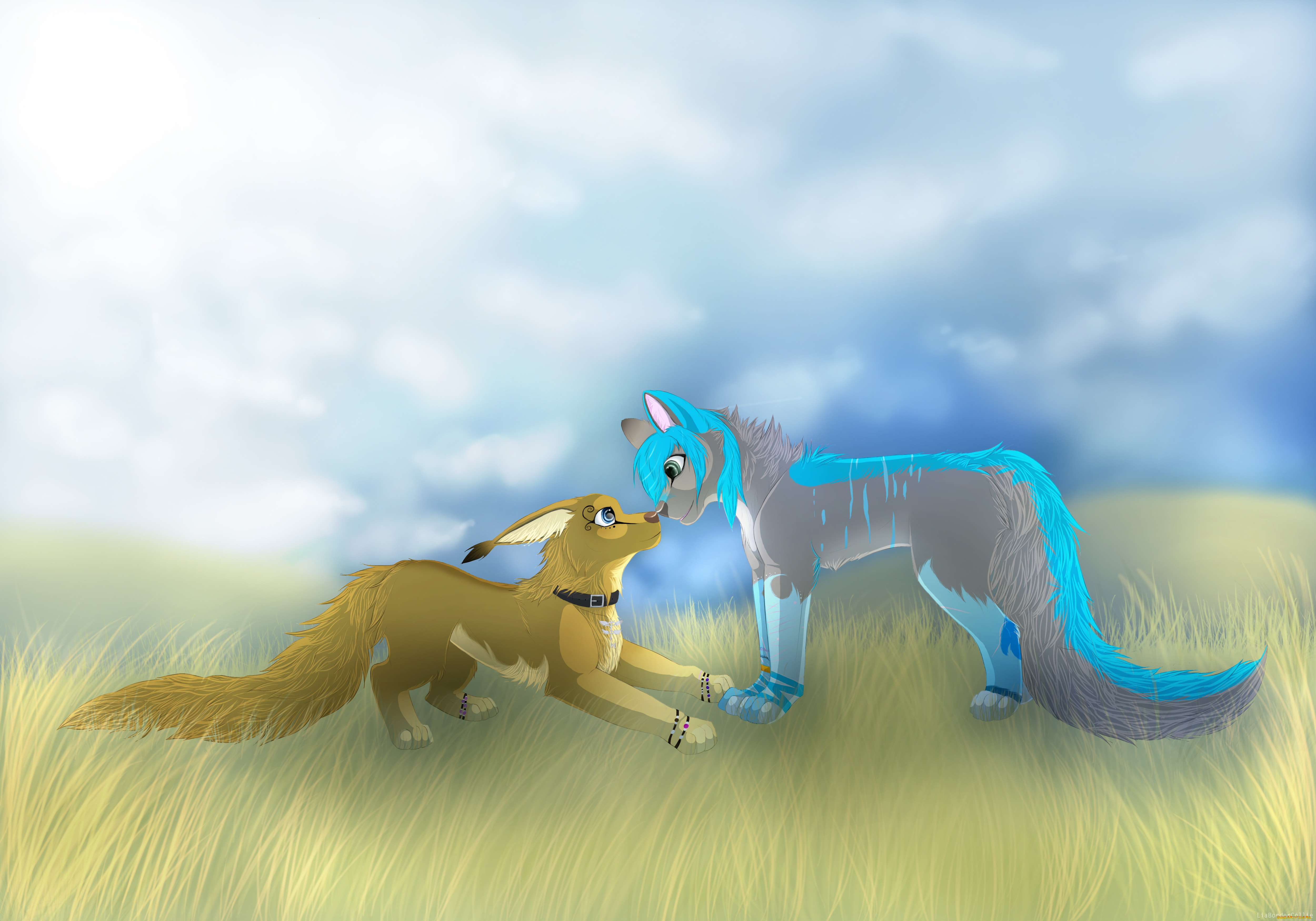 рисованные, животные, , сказочные, , мифические, собаки, фон