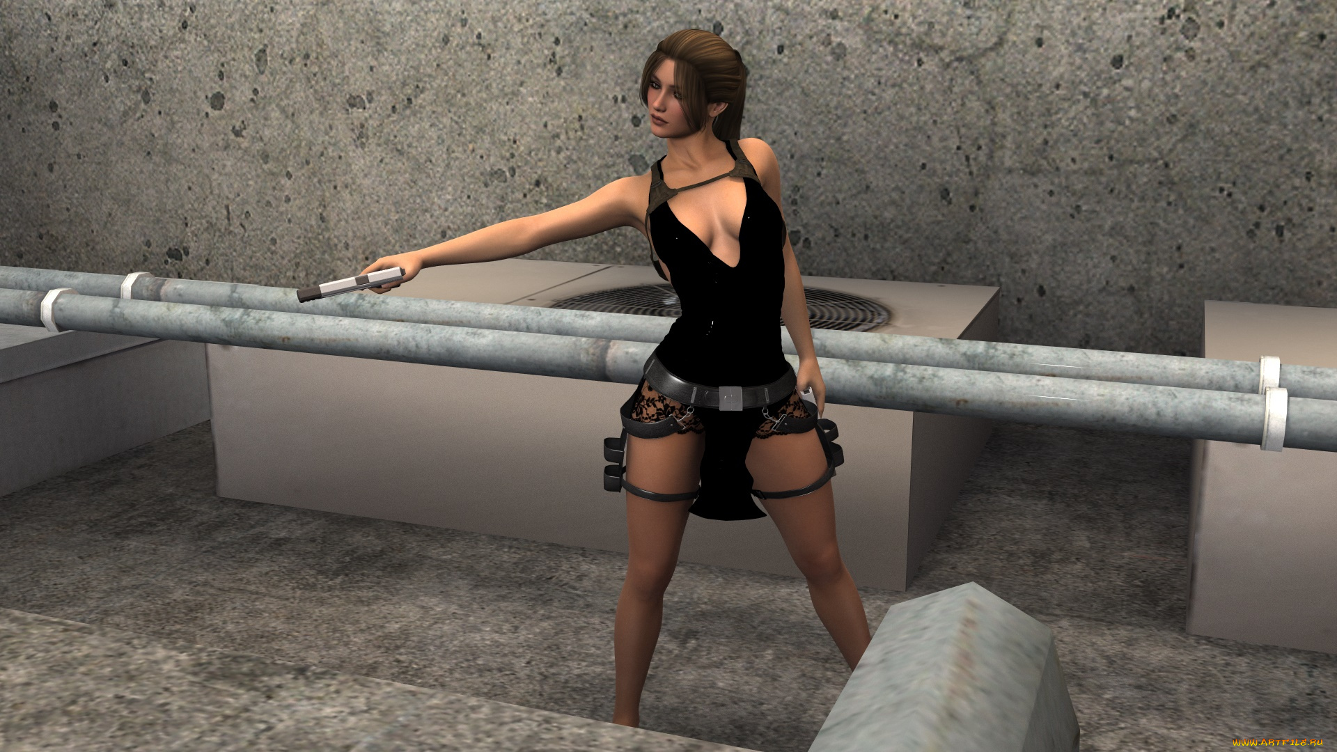 3д, графика, люди, , people, девушка, оружие, фон, взгляд