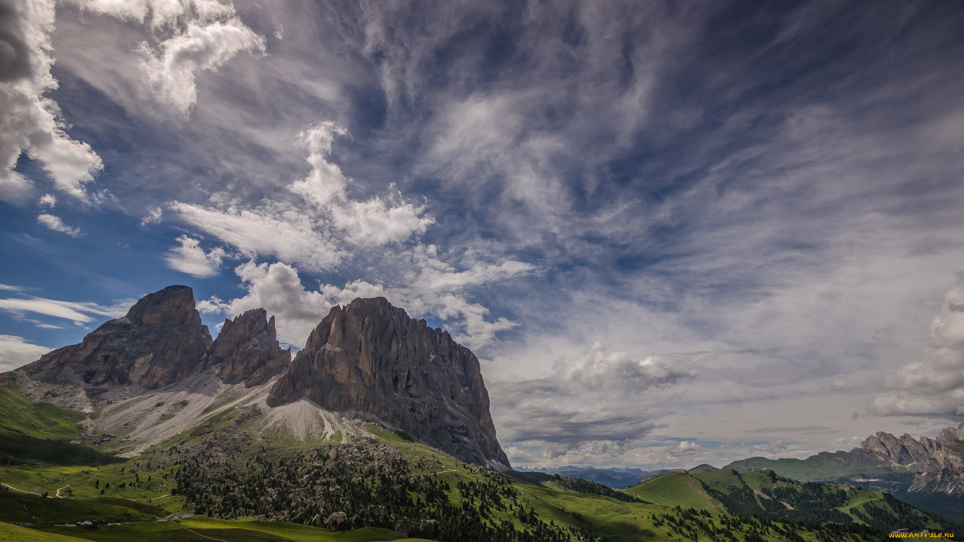 природа, горы, лес, долина, скалы
