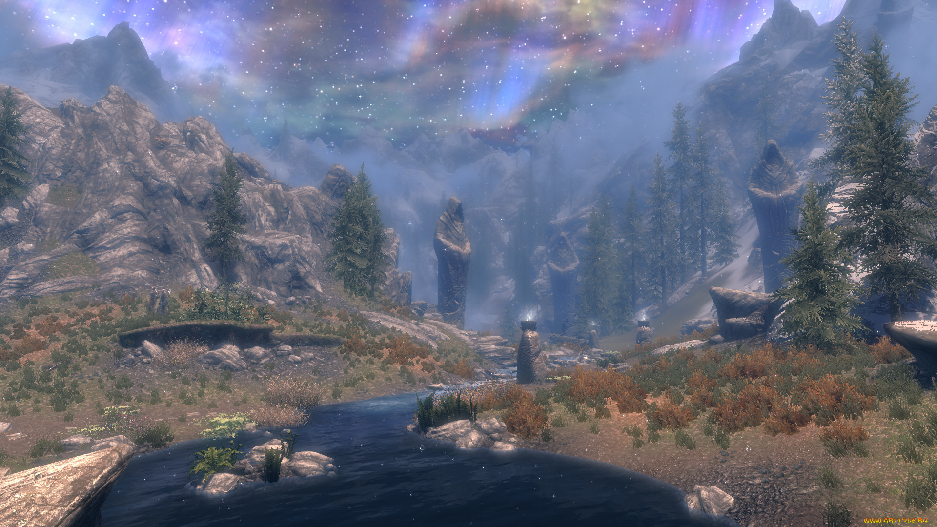 the, elder, scrolls, v, , skyrim, видео, игры, скульптуры, река, горы