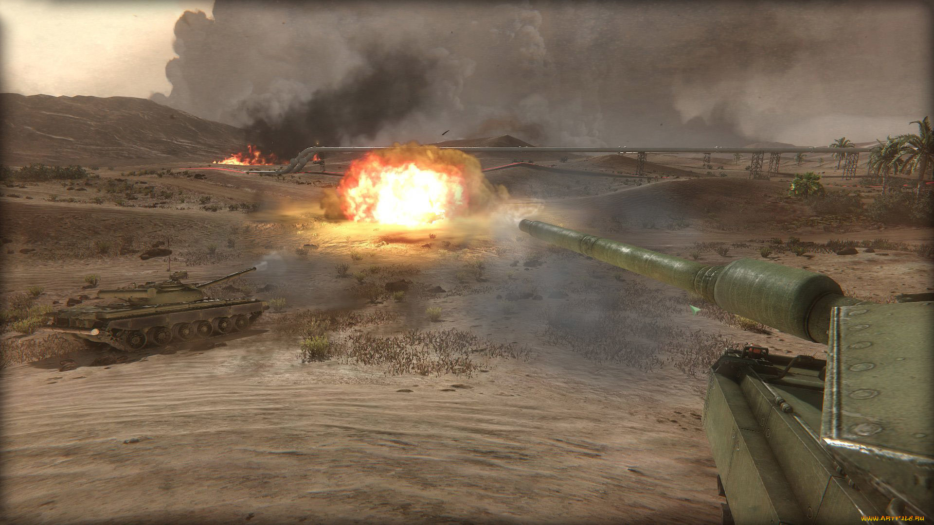 видео, игры, armored, warfare, танк, взрыв