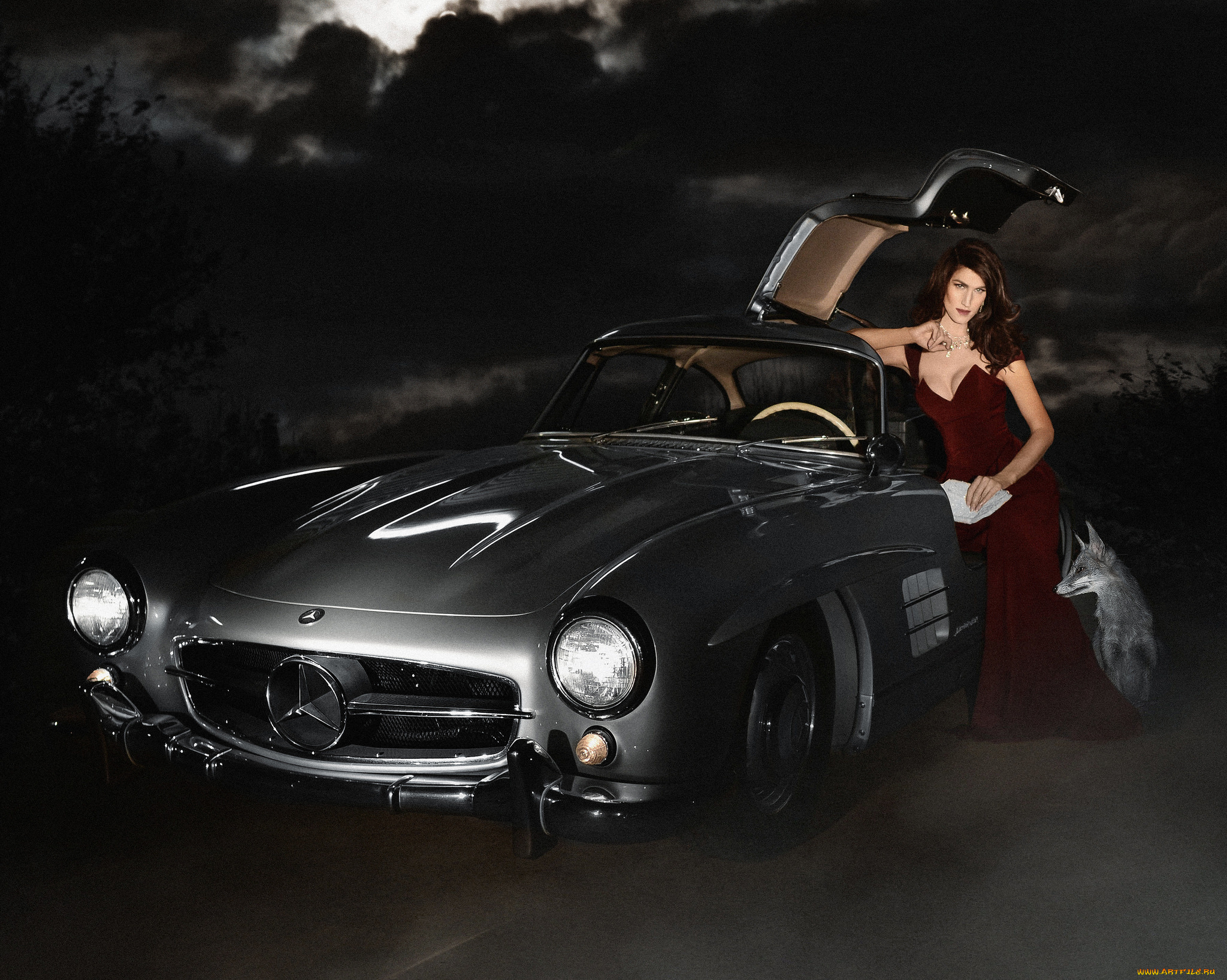 автомобили, -авто, с, девушками, девушка, ночь, брюнетка, машина