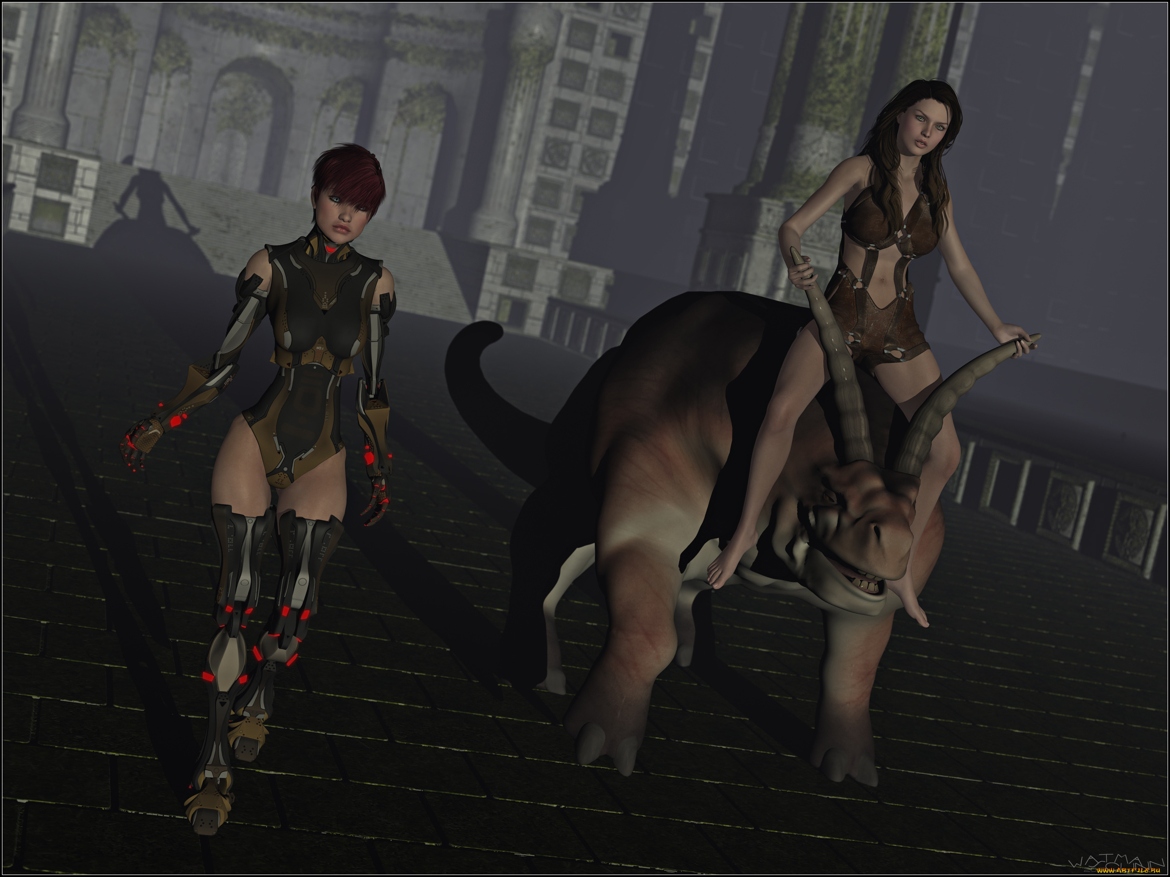 3д, графика, фантазия, , fantasy, существо, фон, взгляд, девушки