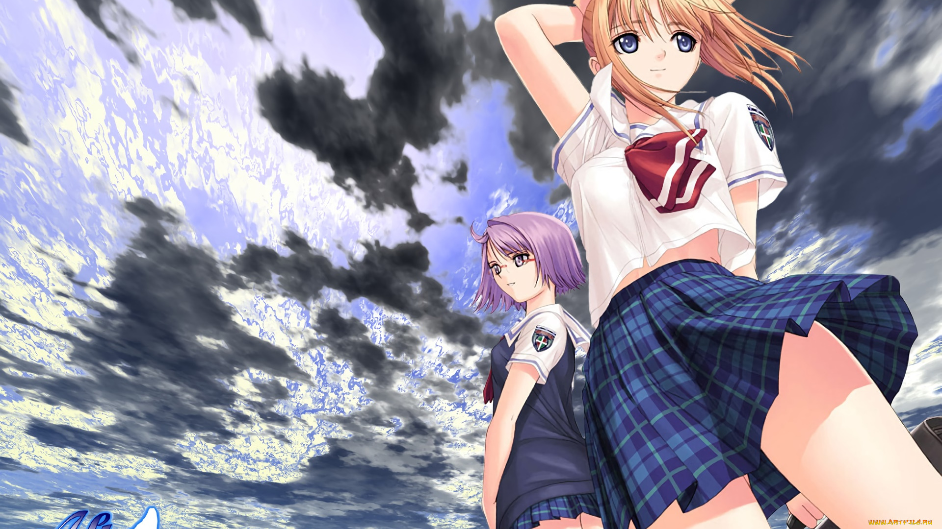 after, sweet, kiss, аниме, девушка, взгляд, фон