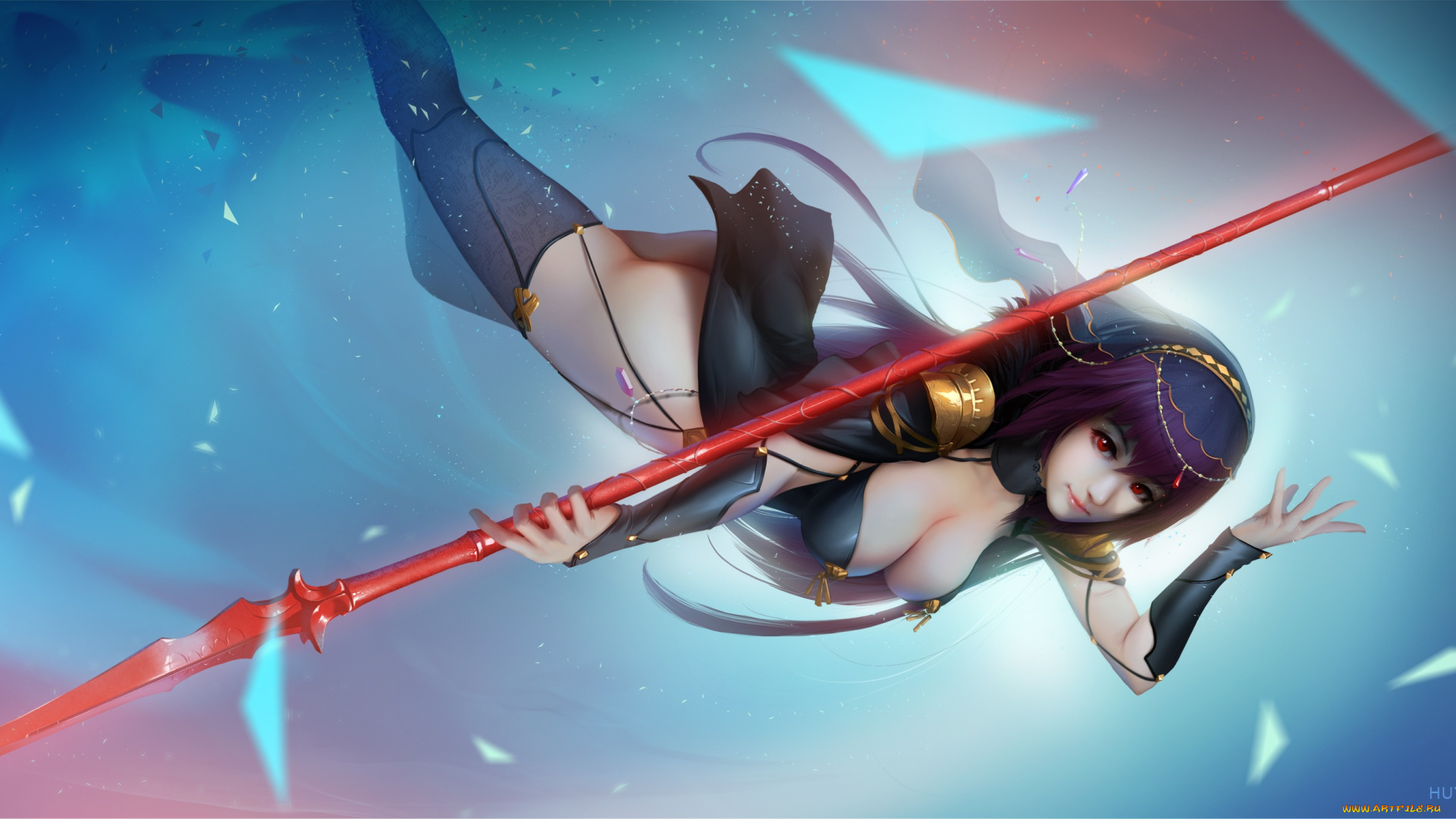 аниме, fate, stay, night, арт, девушка, копьё, копейщик, лансер