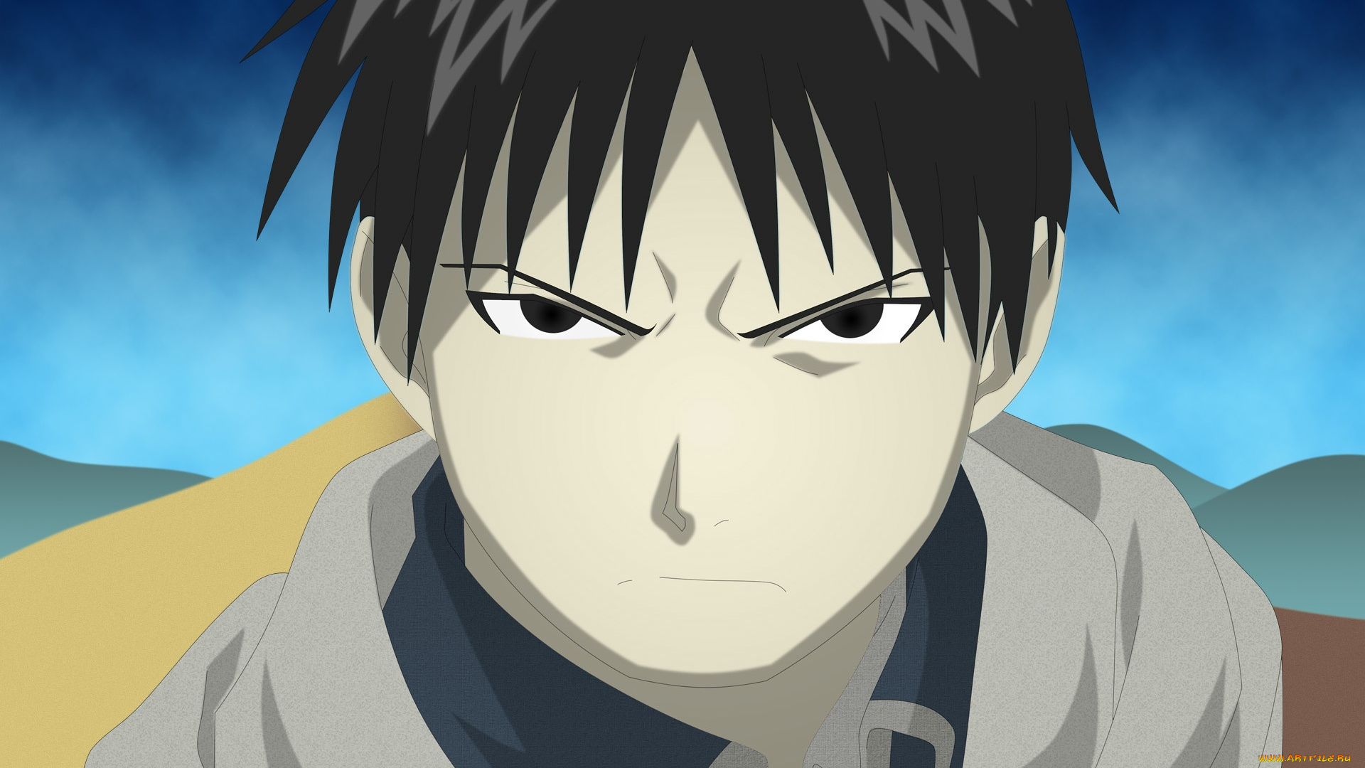 аниме, fullmetal, alchemist, фон, взгляд, парень