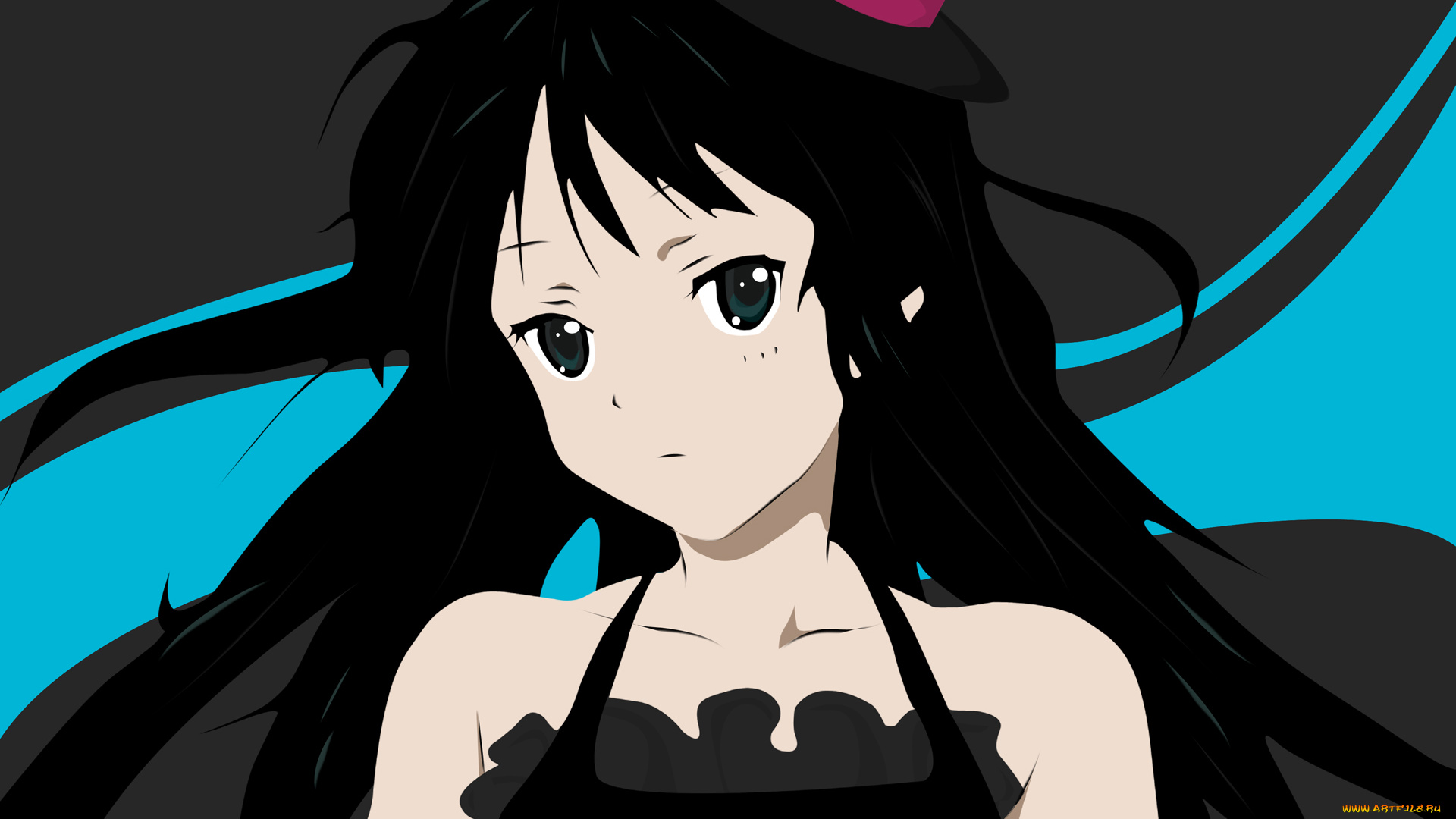 аниме, k-on, девушка, взгляд, фон