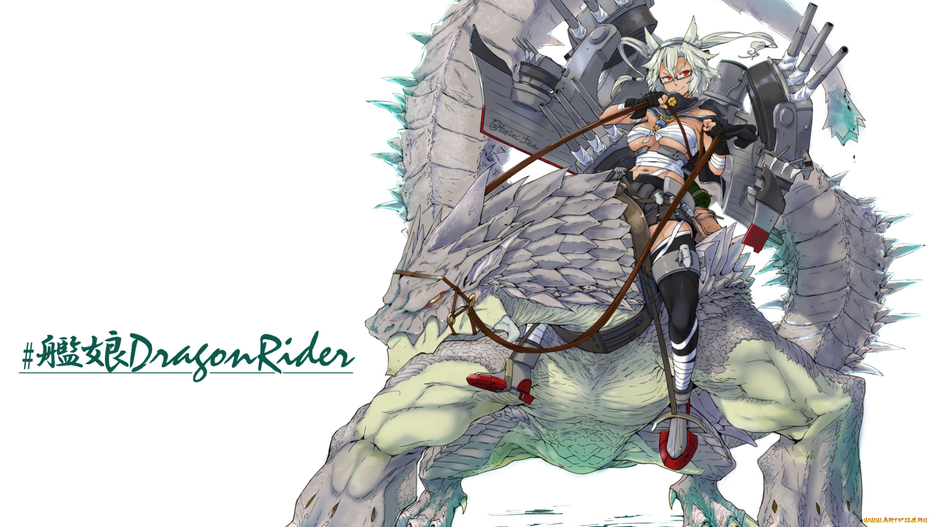 аниме, kantai, collection, дракон, оружие, девушка