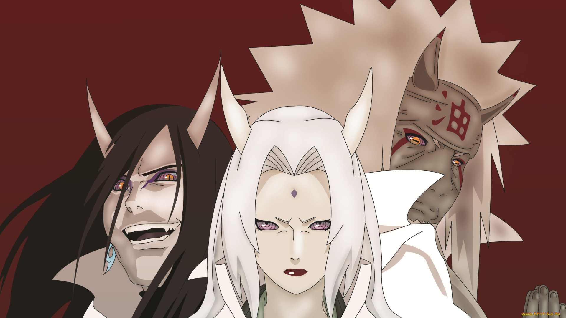 аниме, naruto, джирайя, орочимару, цунаде, наруто