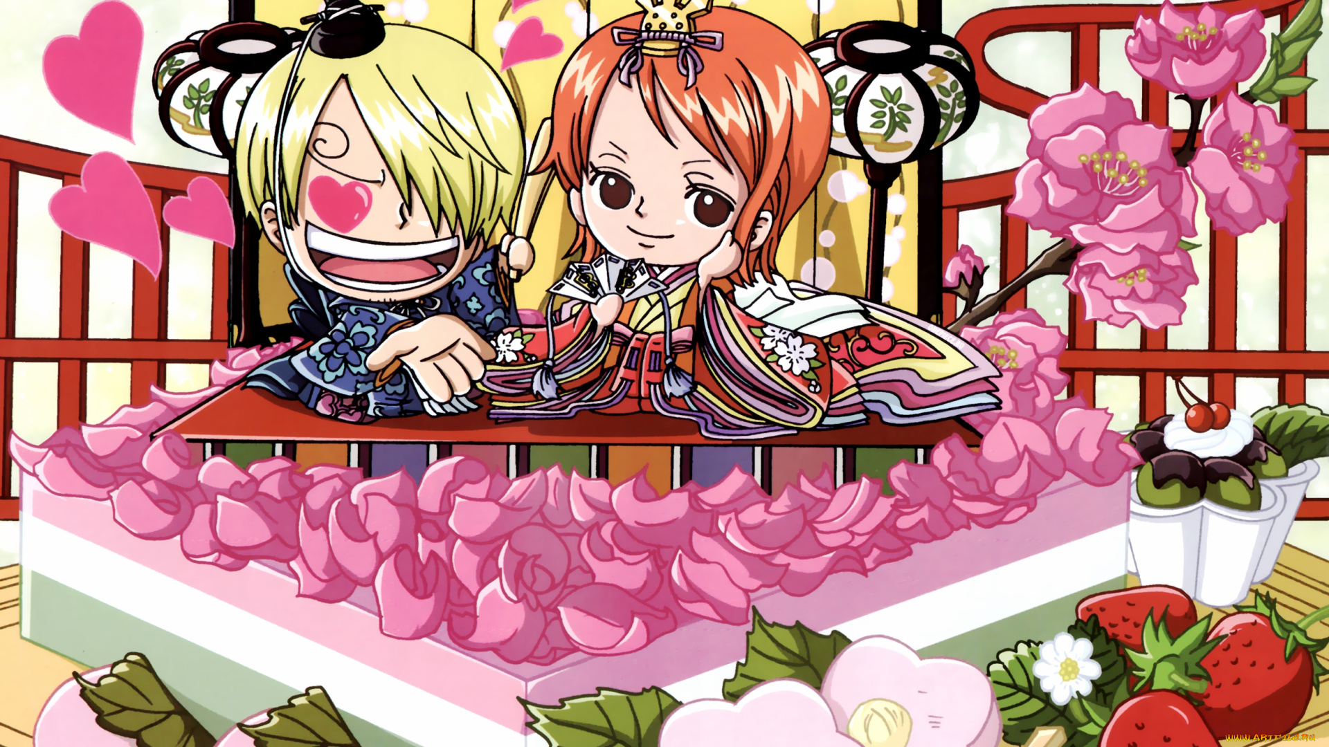 аниме, one, piece, девушки, взгляд, фон