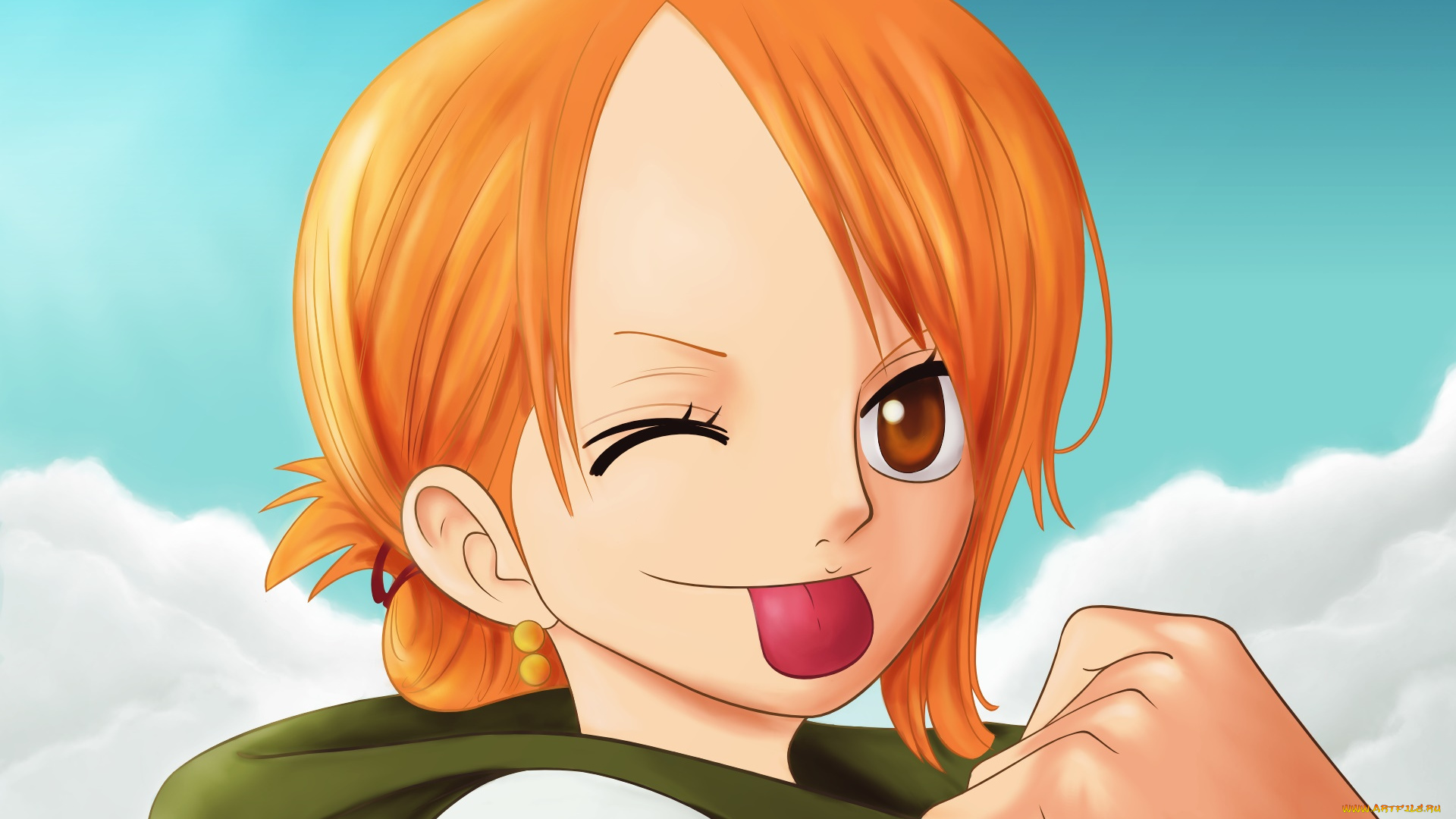 аниме, one, piece, взгляд, девушка, фон
