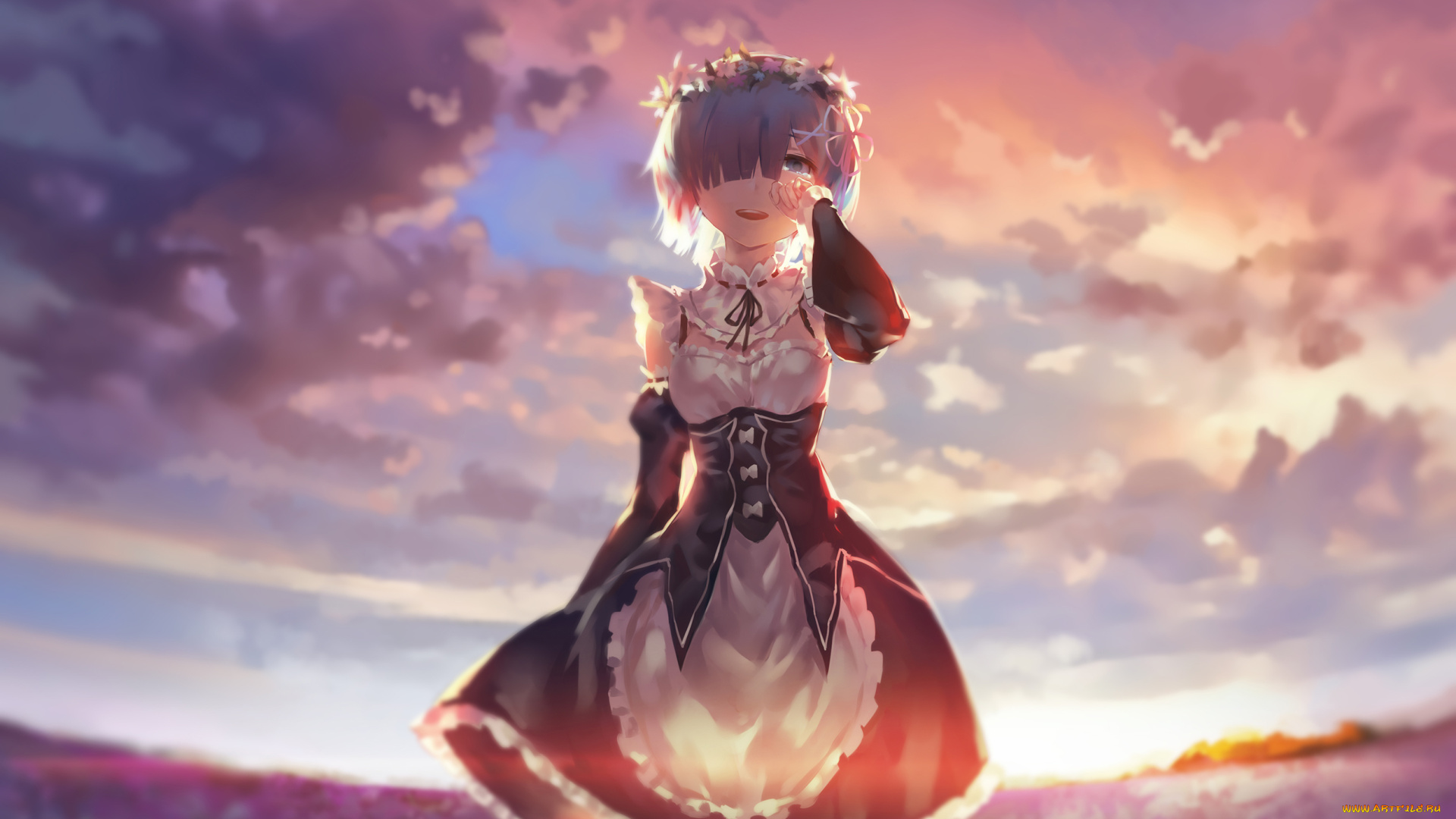 аниме, re, , zero, kara, hajimeru, isekai, seikatsu, девушка, фон, взгляд