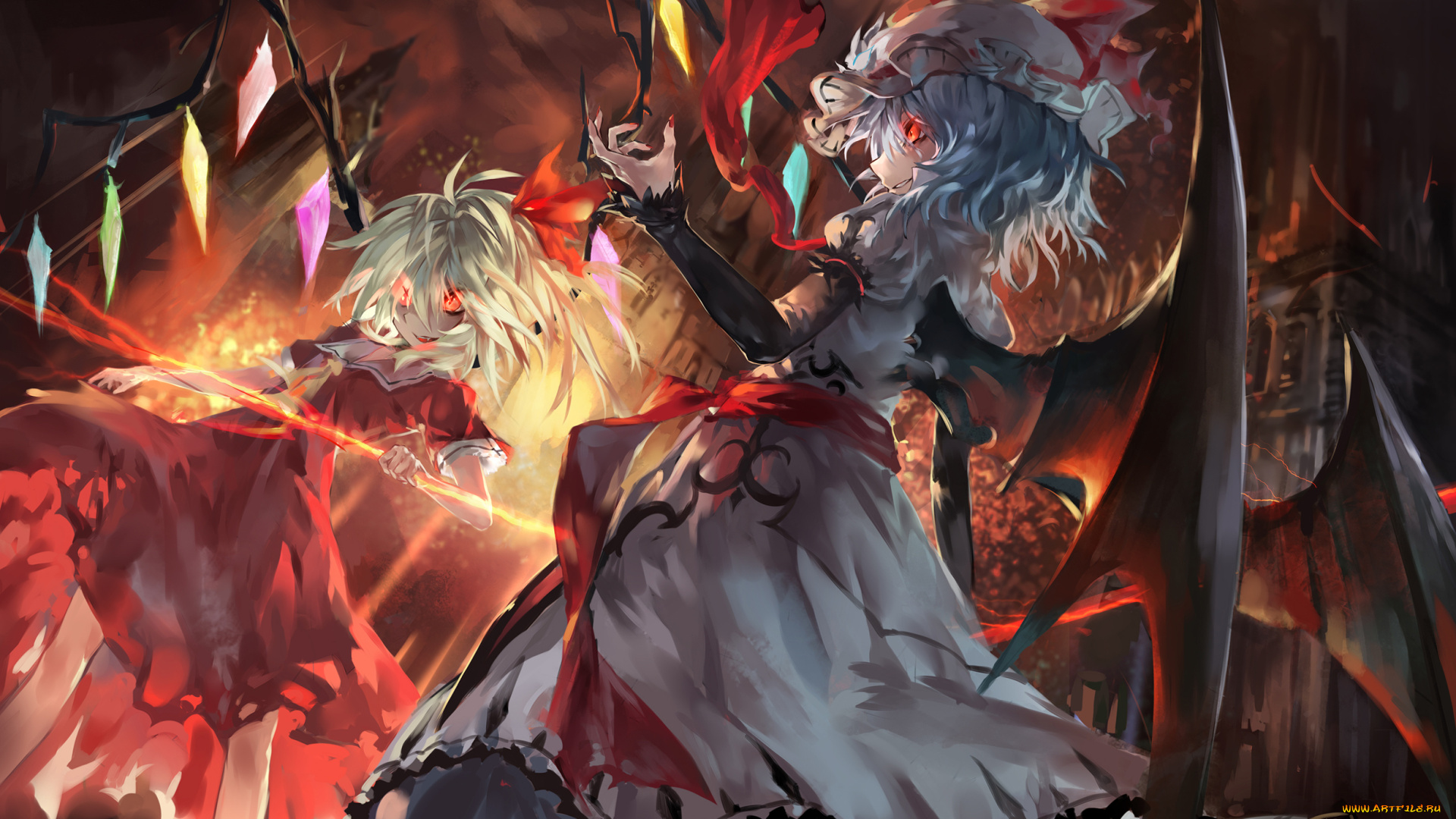 аниме, touhou, avamone, remilia, scarlet, flandre