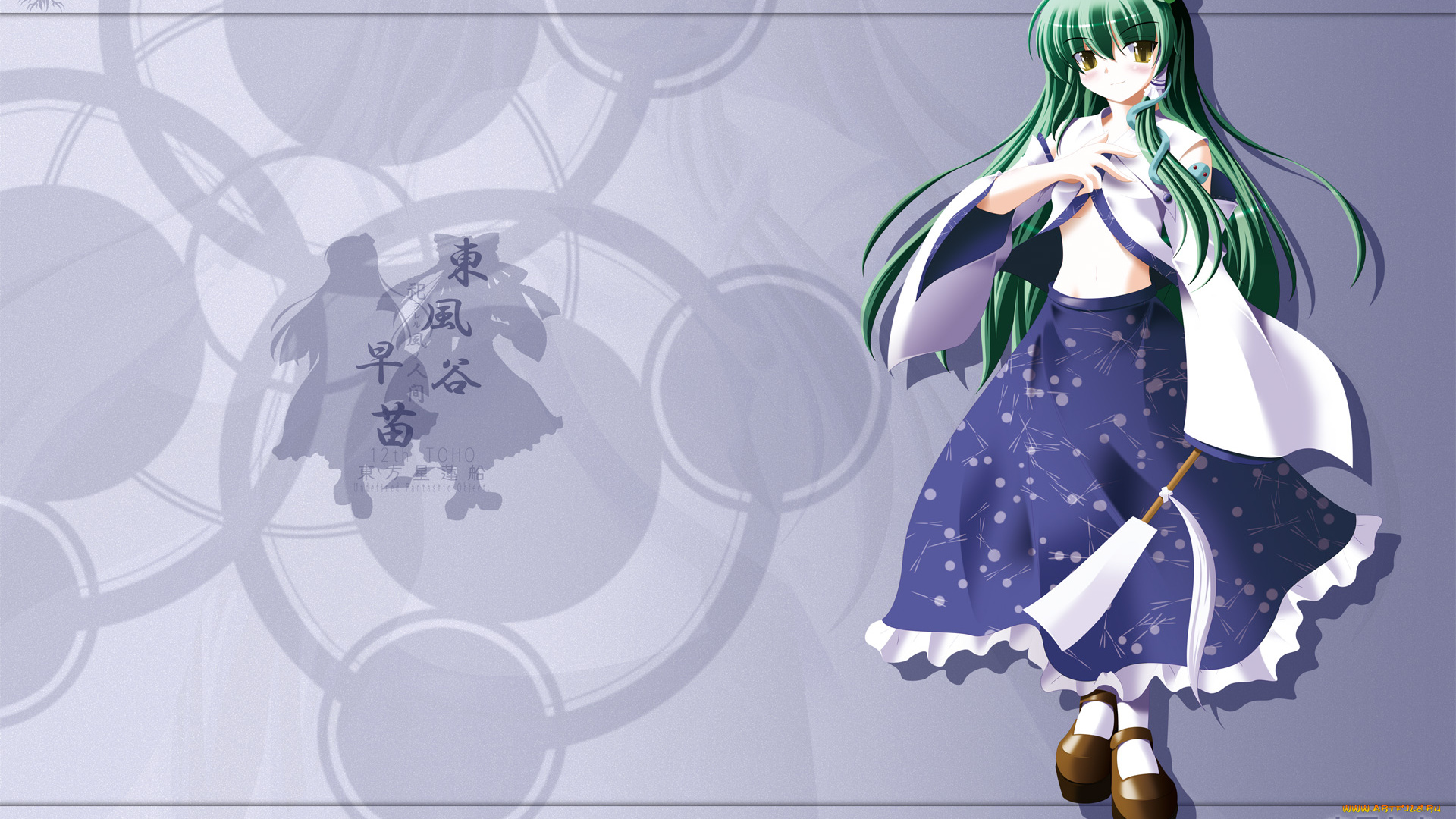 аниме, touhou, девушка, взгляд, фон