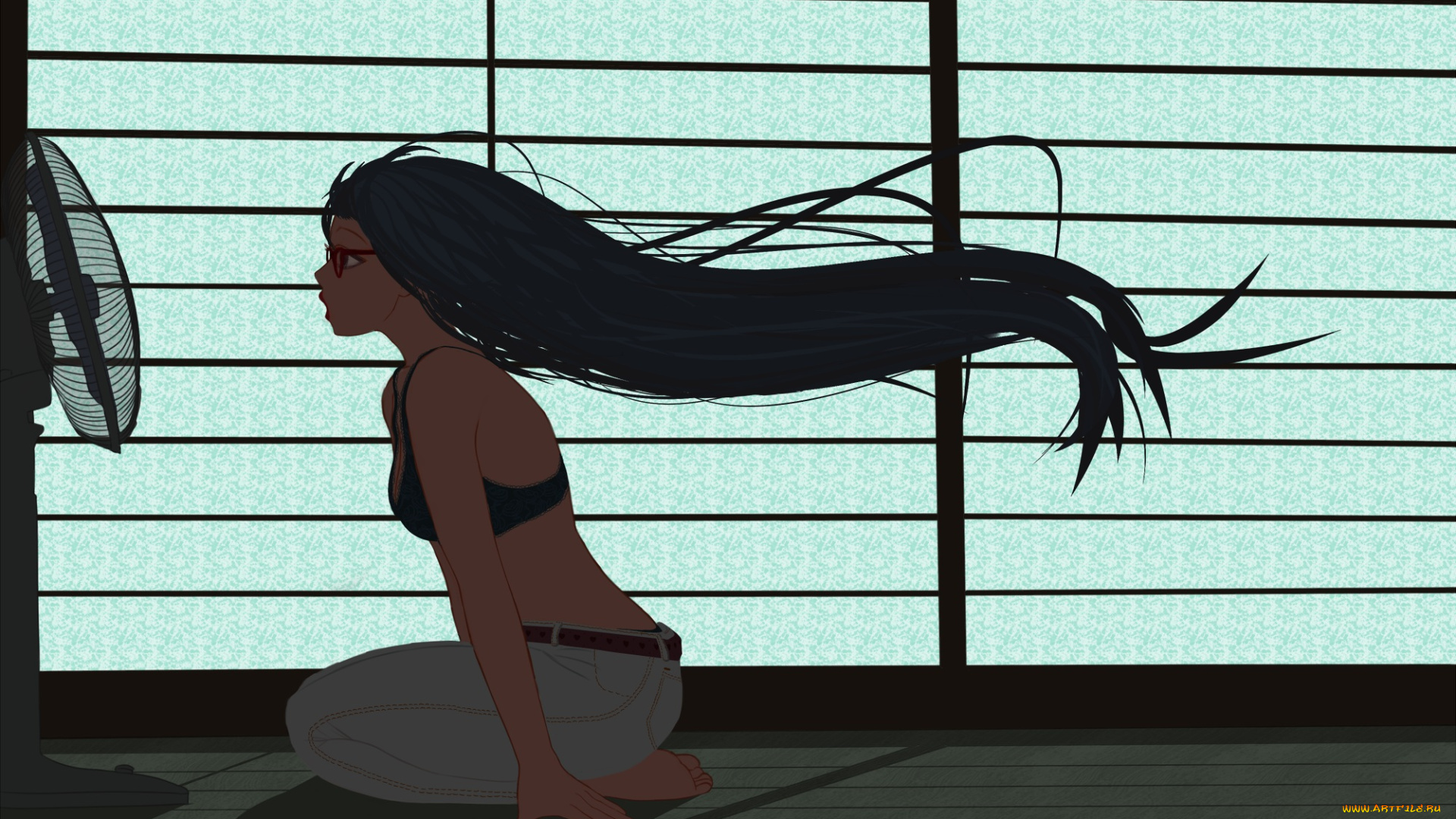 аниме, unknown, , другое, девушка, вентилятор