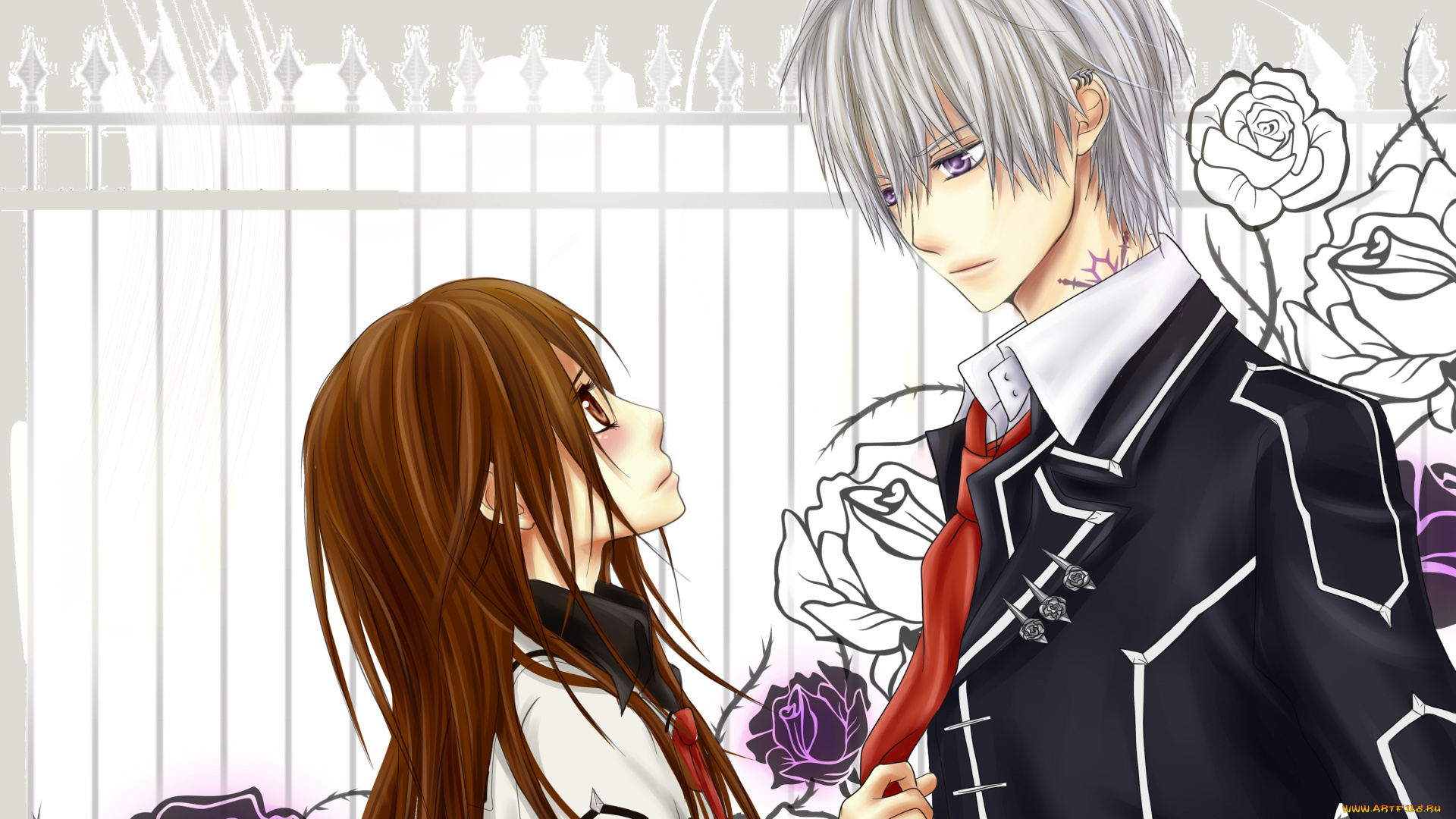 аниме, vampire, knight, пара