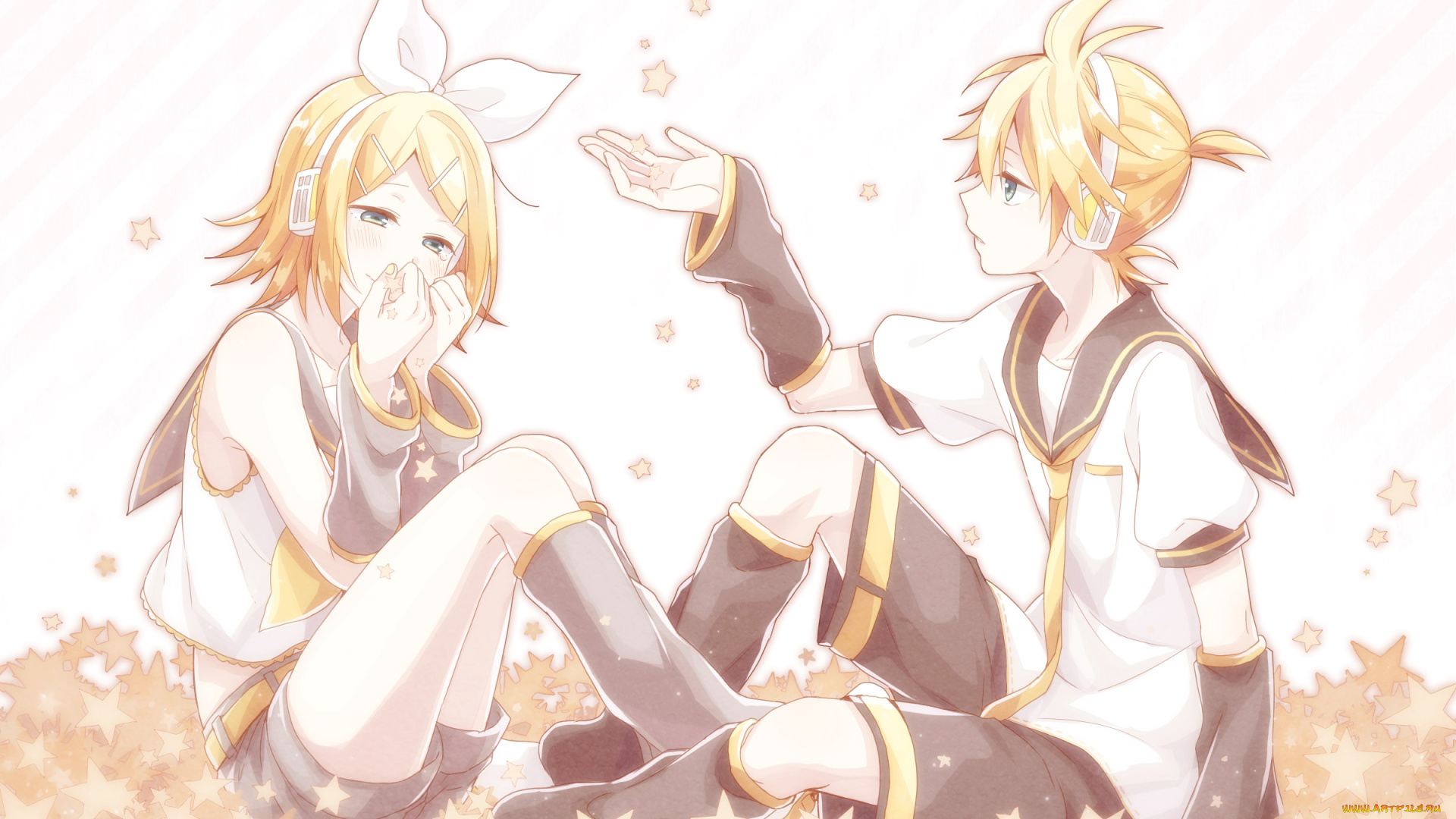 аниме, vocaloid, лен, рин, девочка, мальчик