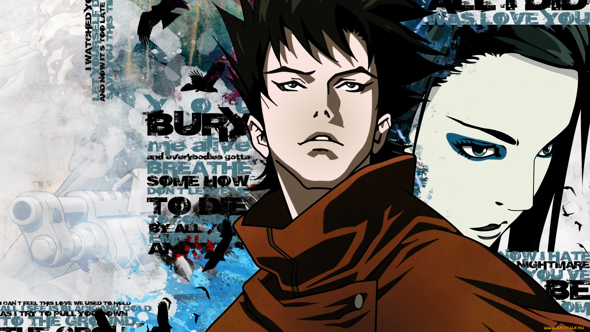 faint, tone, аниме, unknown, , другое, фон, взгляд, девушка, парень