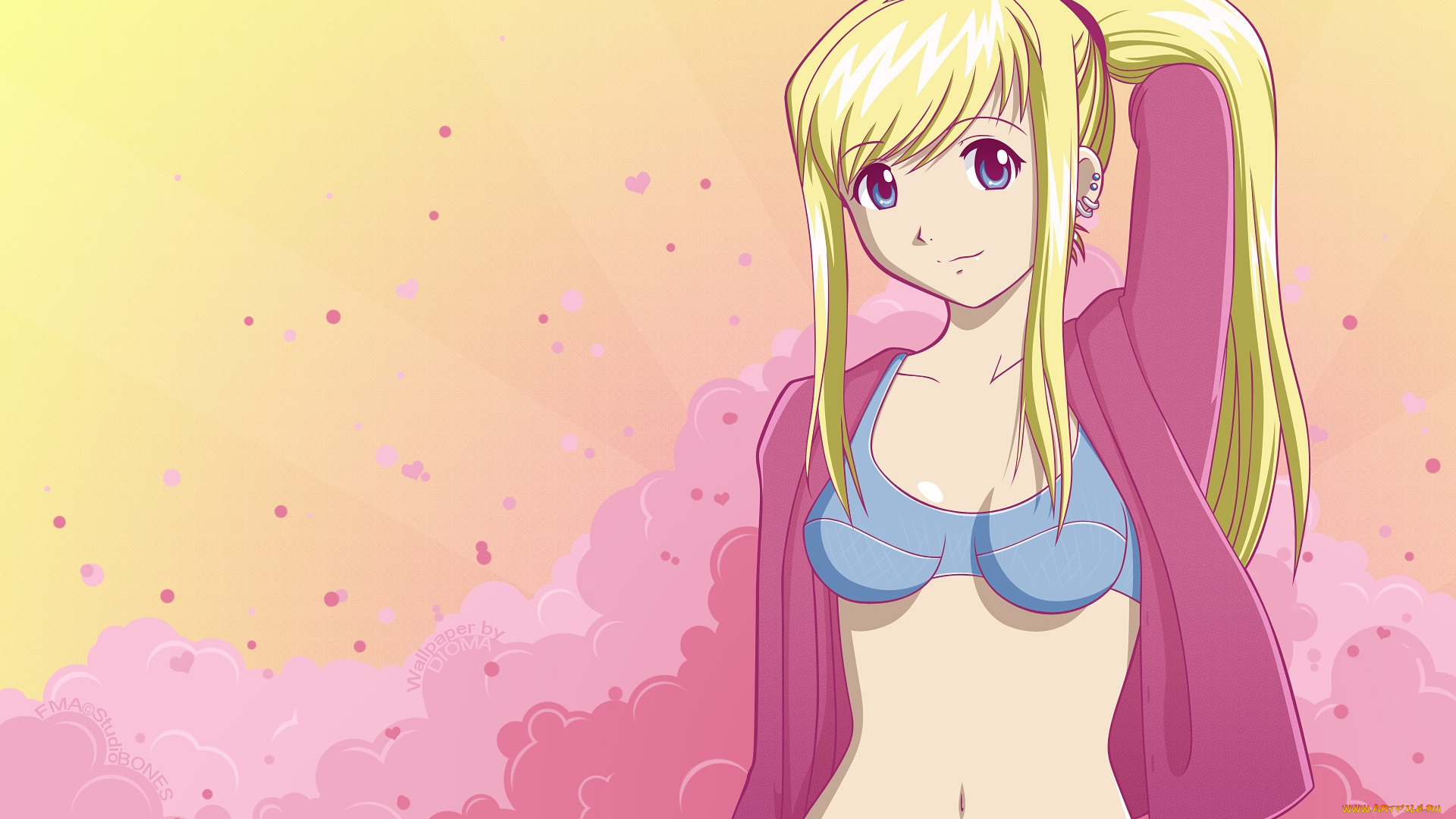 fullmetal, alchemist, аниме, фон, взгляд, девушка