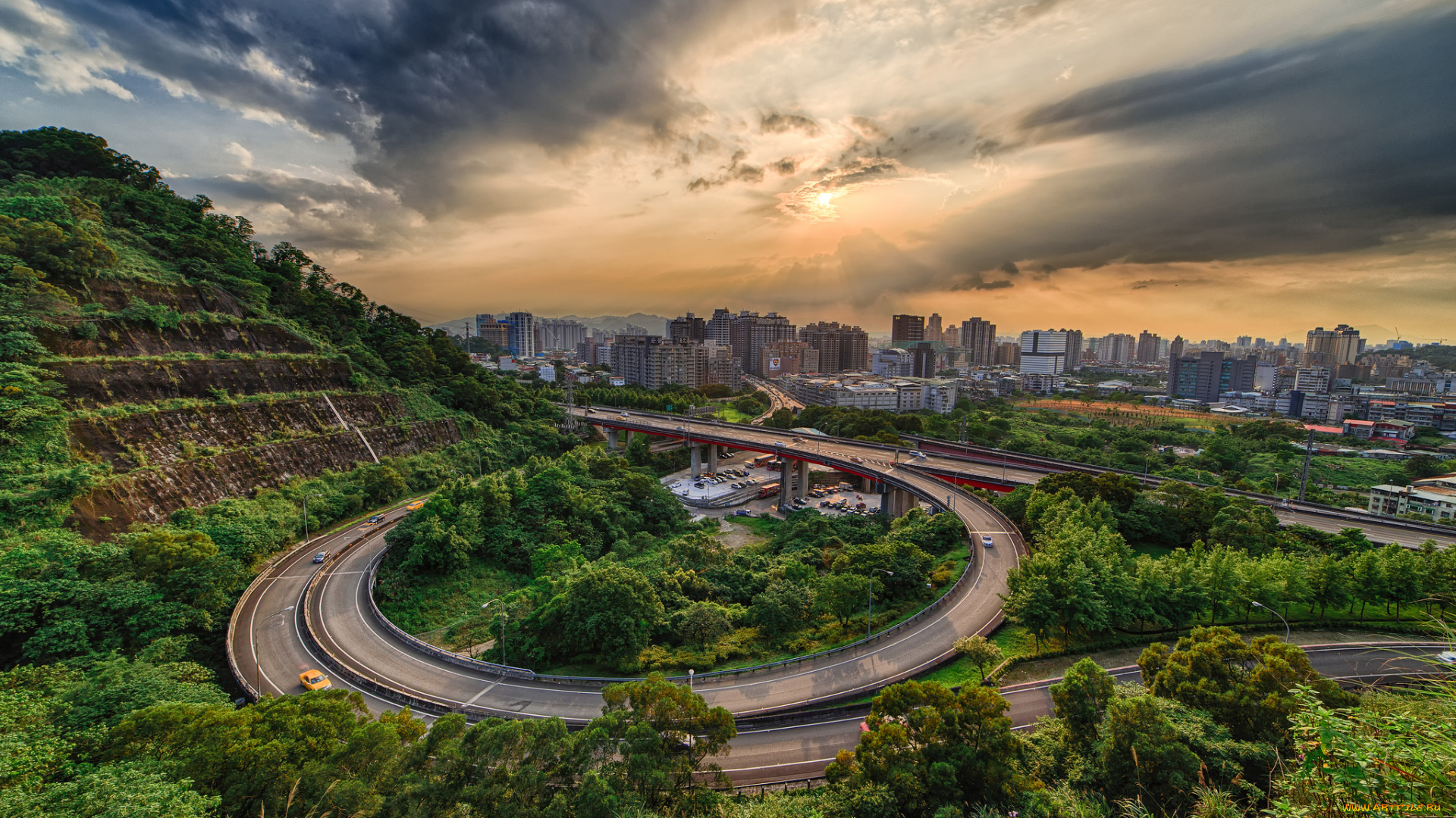 города, -, панорамы, магистраль