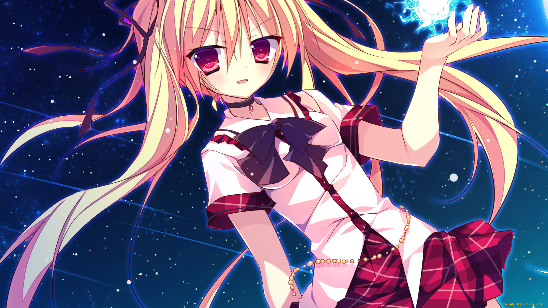 lamunation, аниме, девушка, взгляд, фон