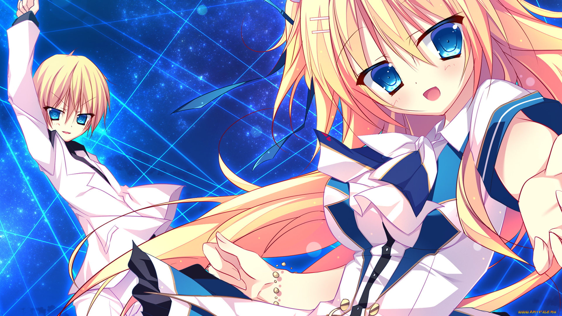 lamunation, аниме, девушки, взгляд, фон