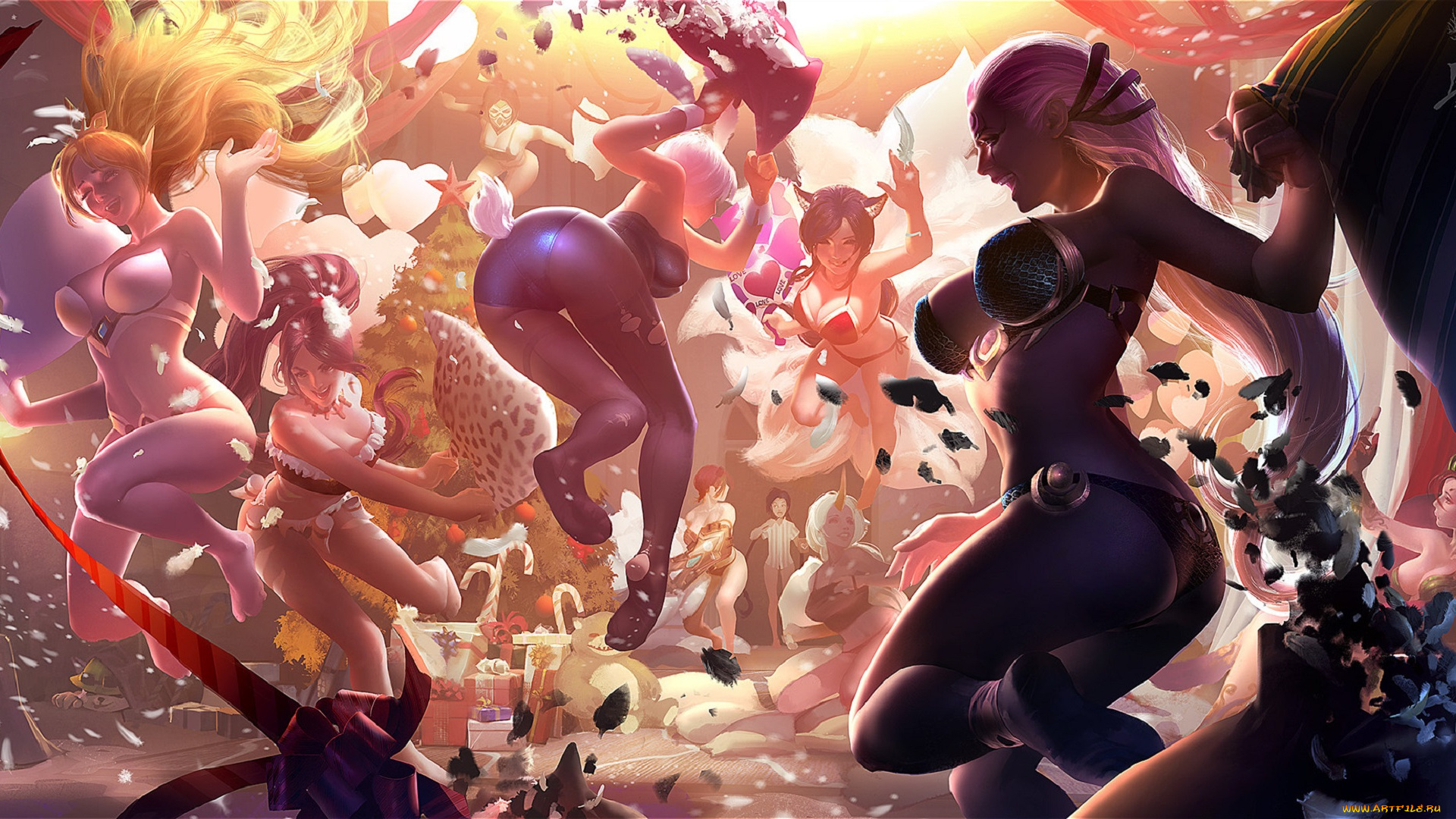 видео, игры, league, of, legends, девушки, janna, nidalee, riven, diana, ahri, zyra, soraka, akali, vi, evelynn