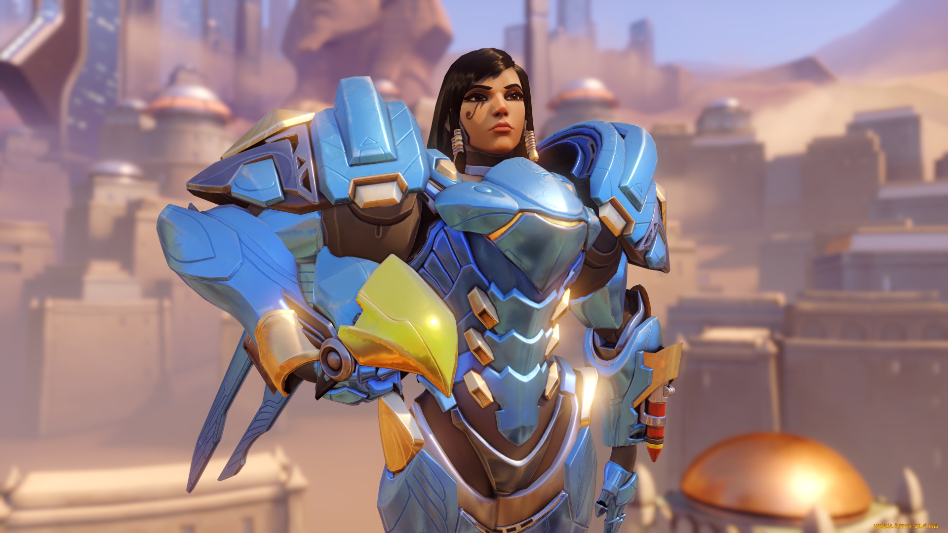 видео, игры, overwatch, фон, взгляд, девушка