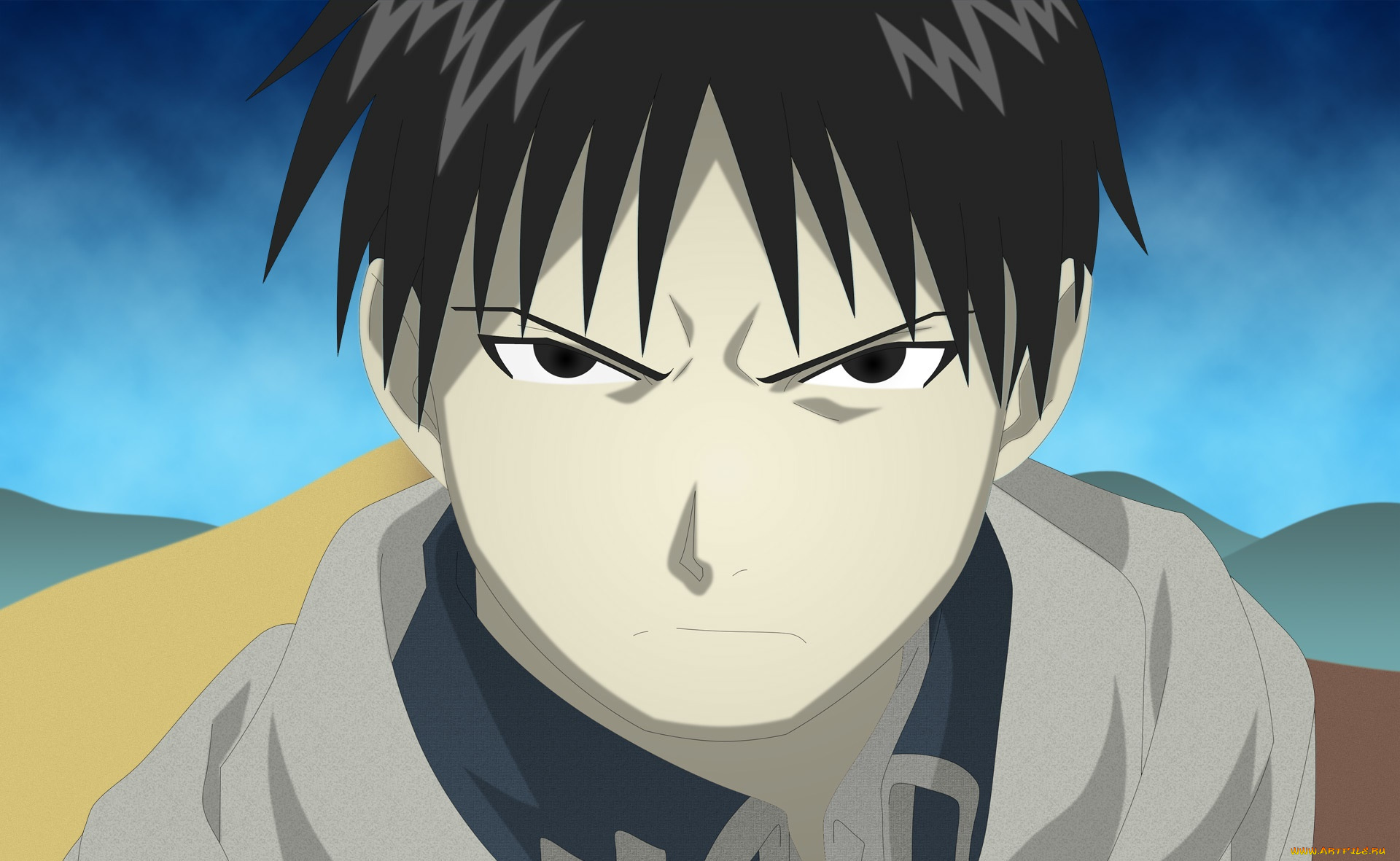 аниме, fullmetal, alchemist, фон, взгляд, парень