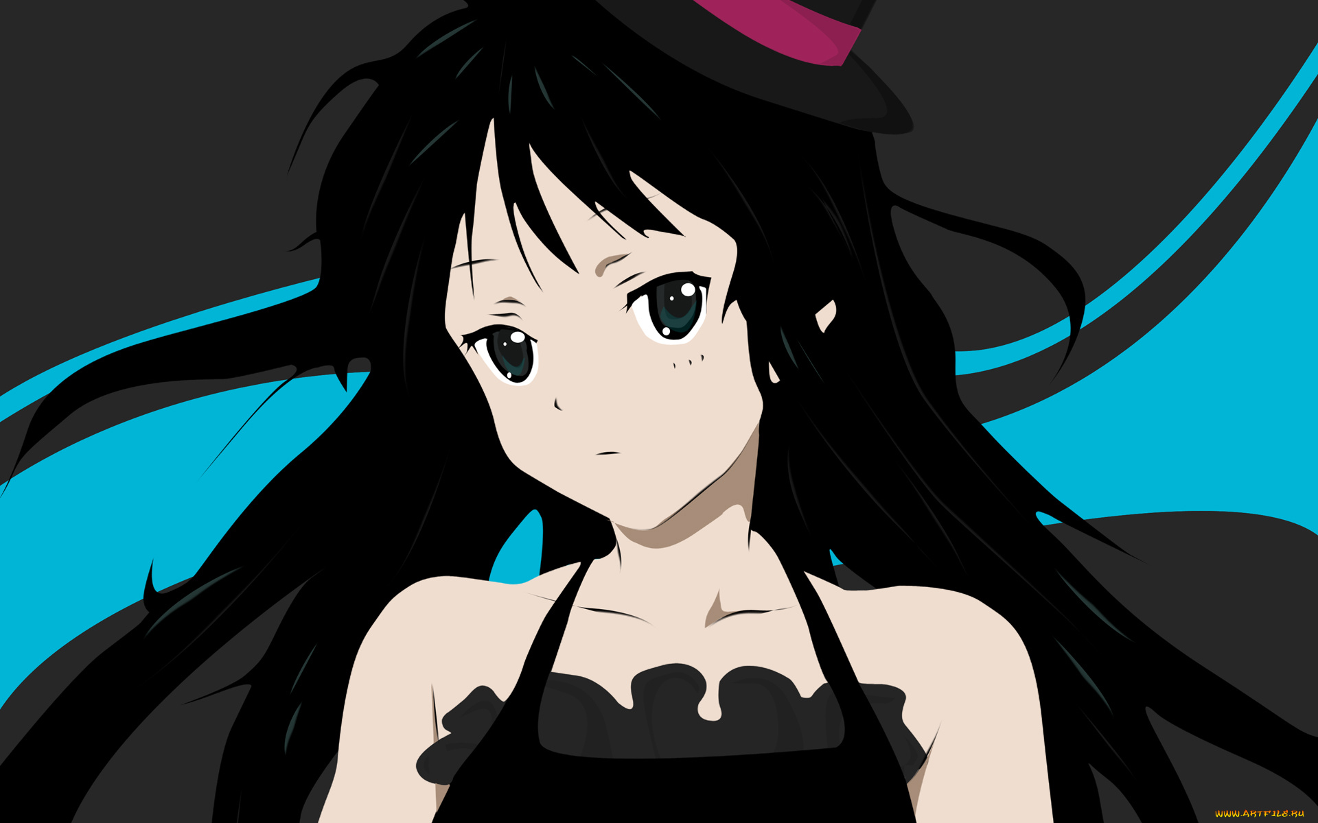 аниме, k-on, девушка, взгляд, фон