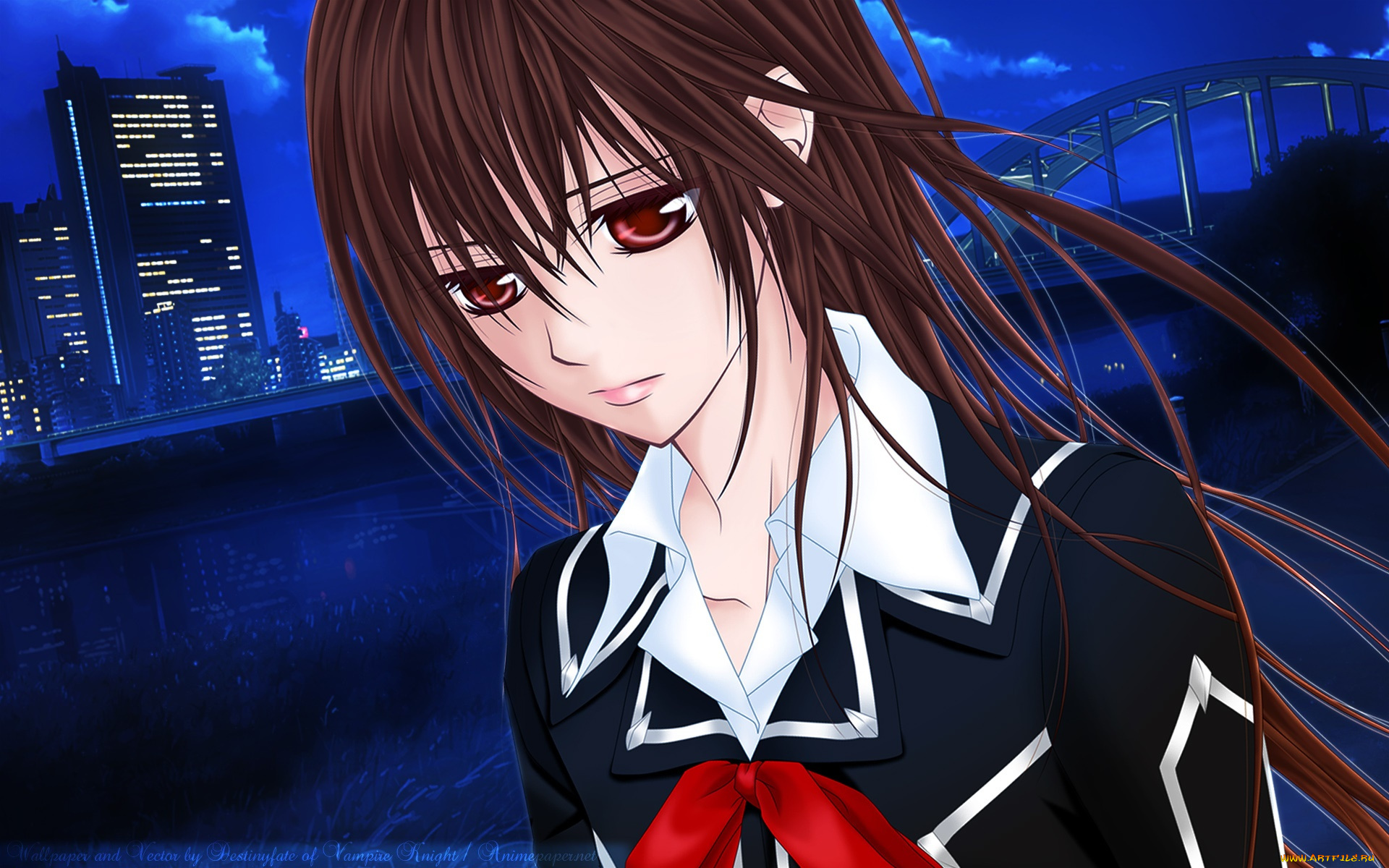 аниме, vampire, knight, девушка, взгляд, фон