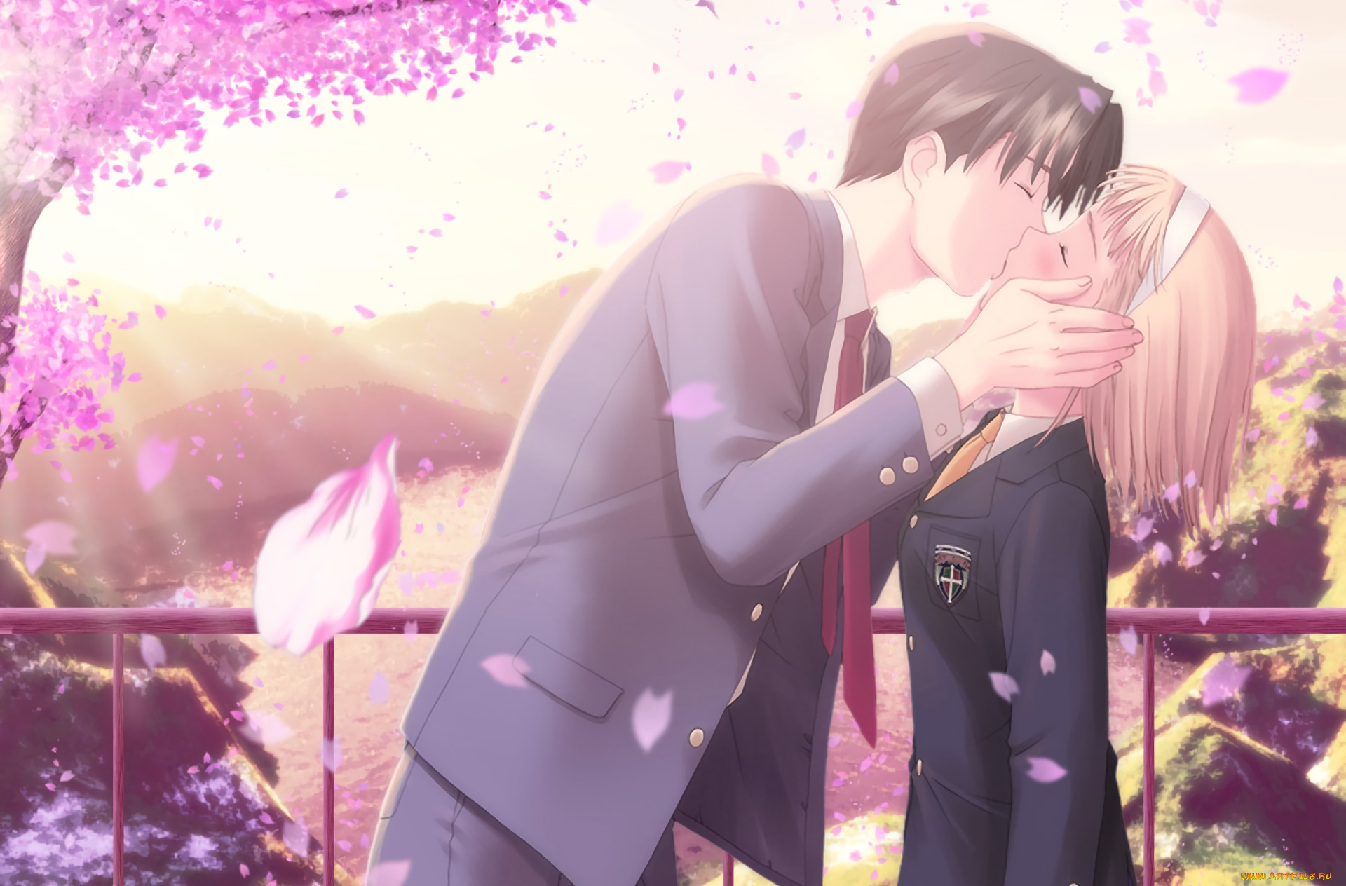 аниме, after, sweet, kiss, девушка, взгляд, фон, парень