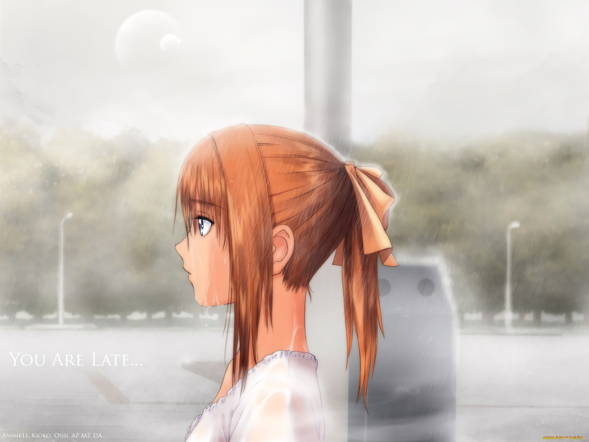 аниме, after, sweet, kiss, девушка, взгляд, фон