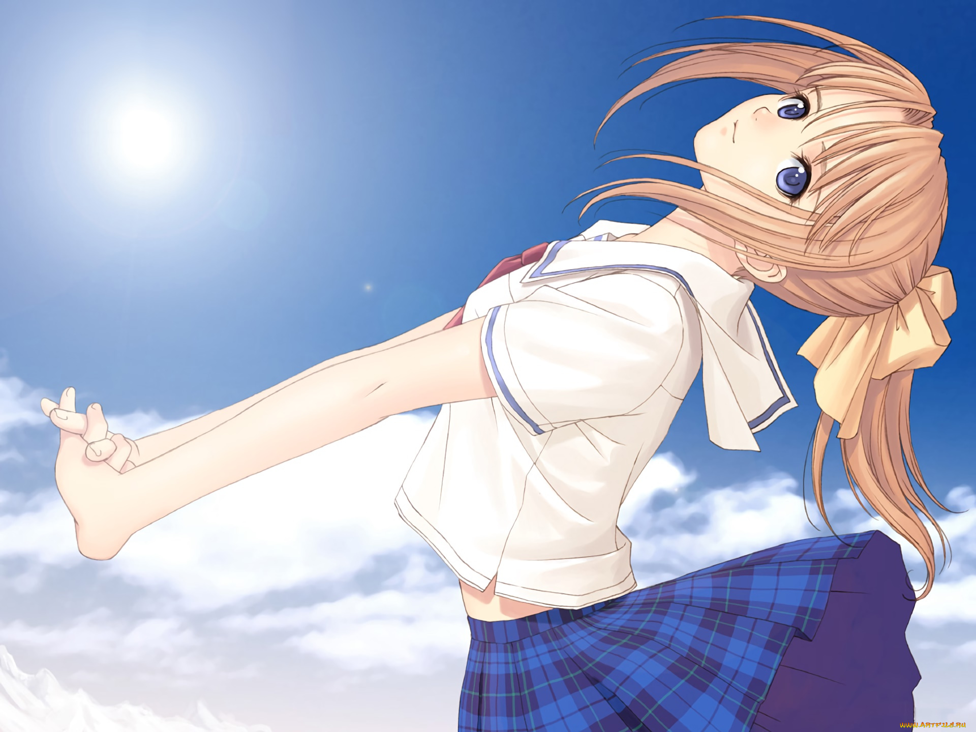 аниме, after, sweet, kiss, девушка, взгляд, фон