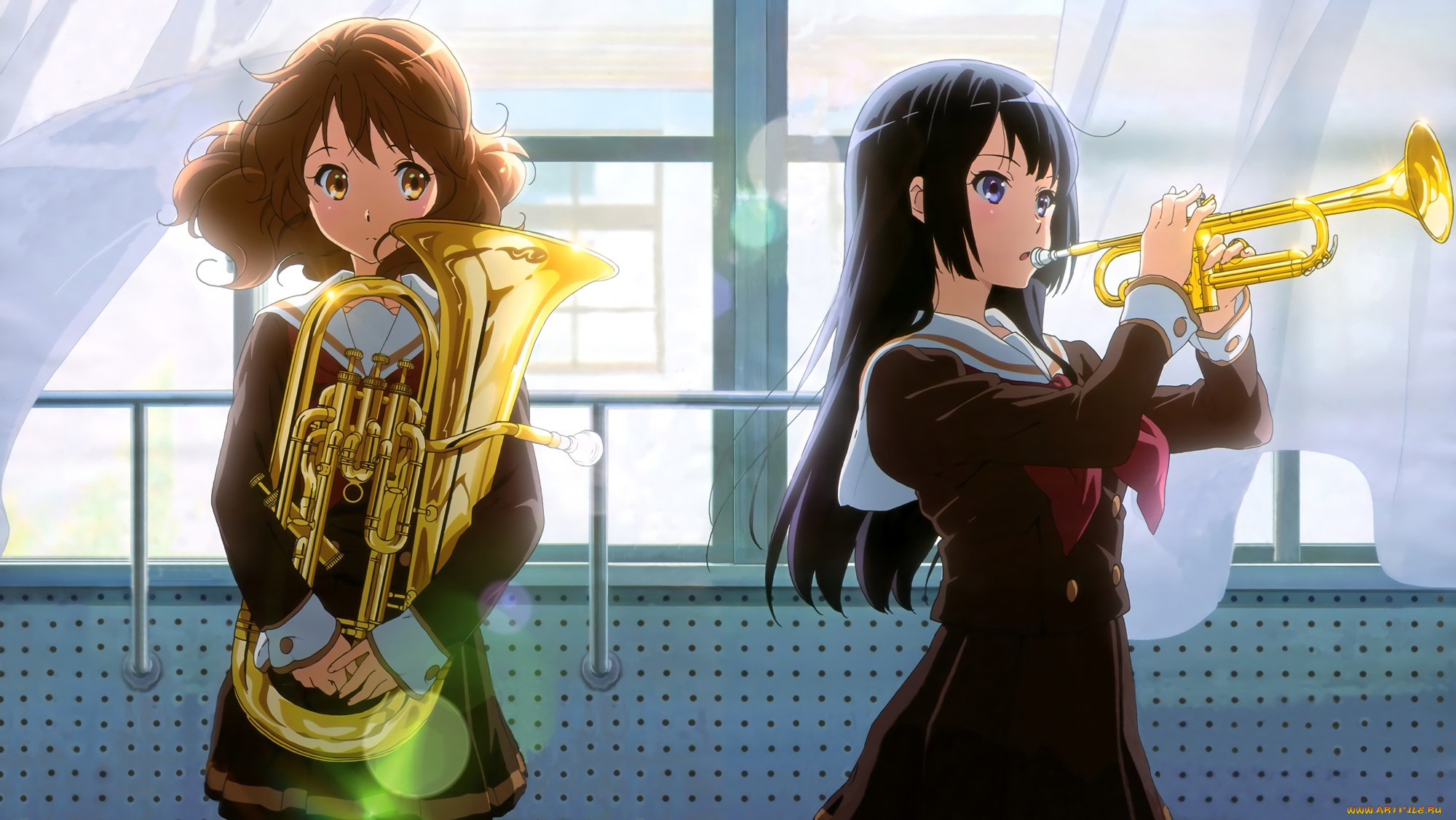 аниме, hibike, euphonium, музыка, девочки