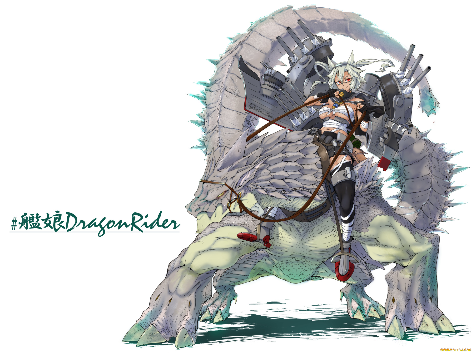 аниме, kantai, collection, дракон, оружие, девушка