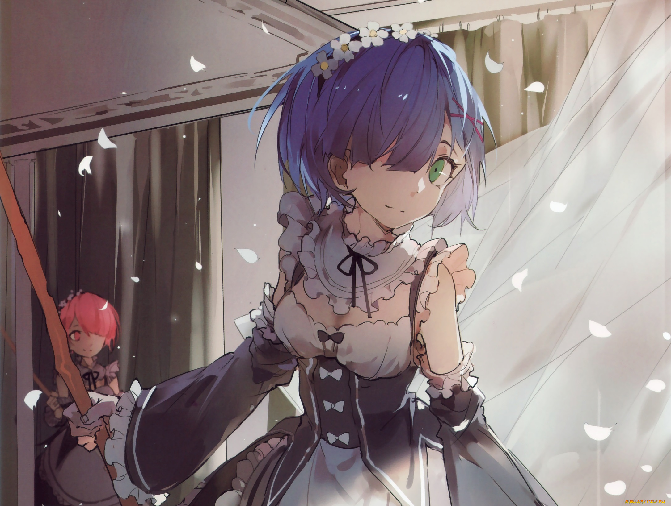 аниме, re, , zero, kara, hajimeru, isekai, seikatsu, рем, рам