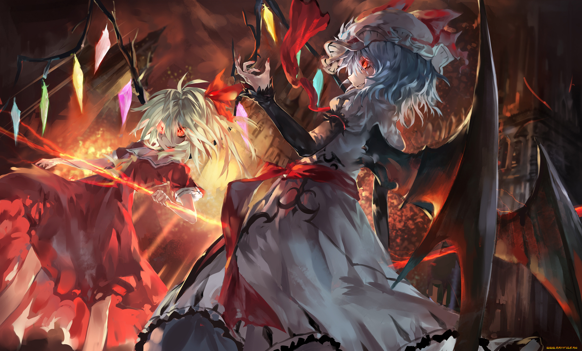 аниме, touhou, avamone, remilia, scarlet, flandre