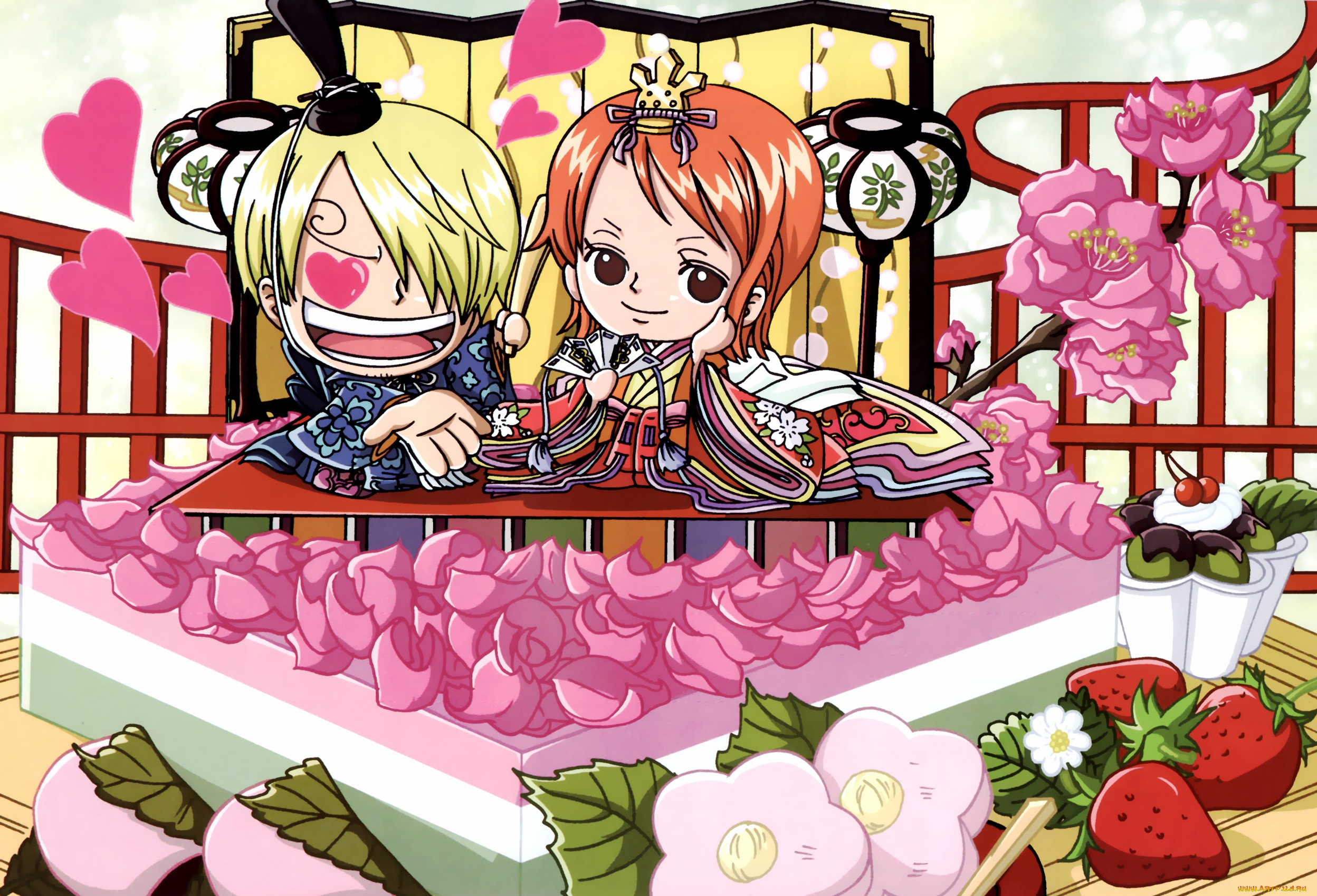 аниме, one, piece, девушки, взгляд, фон