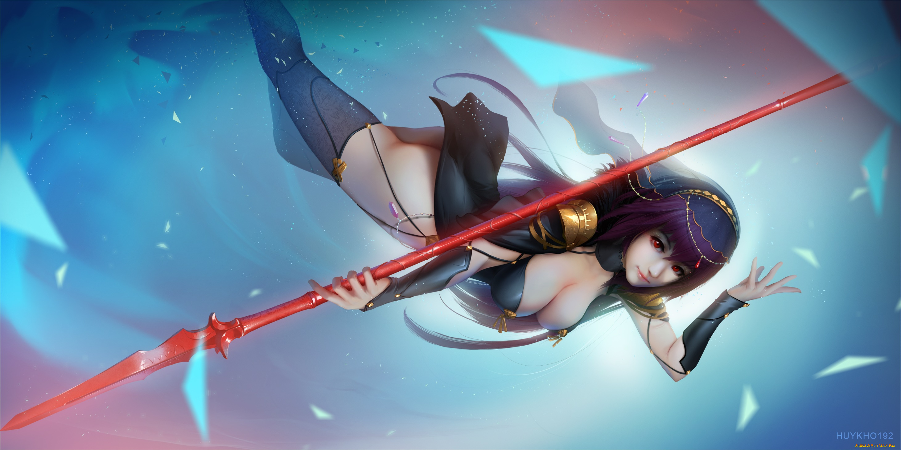 аниме, fate, stay, night, арт, девушка, копьё, копейщик, лансер