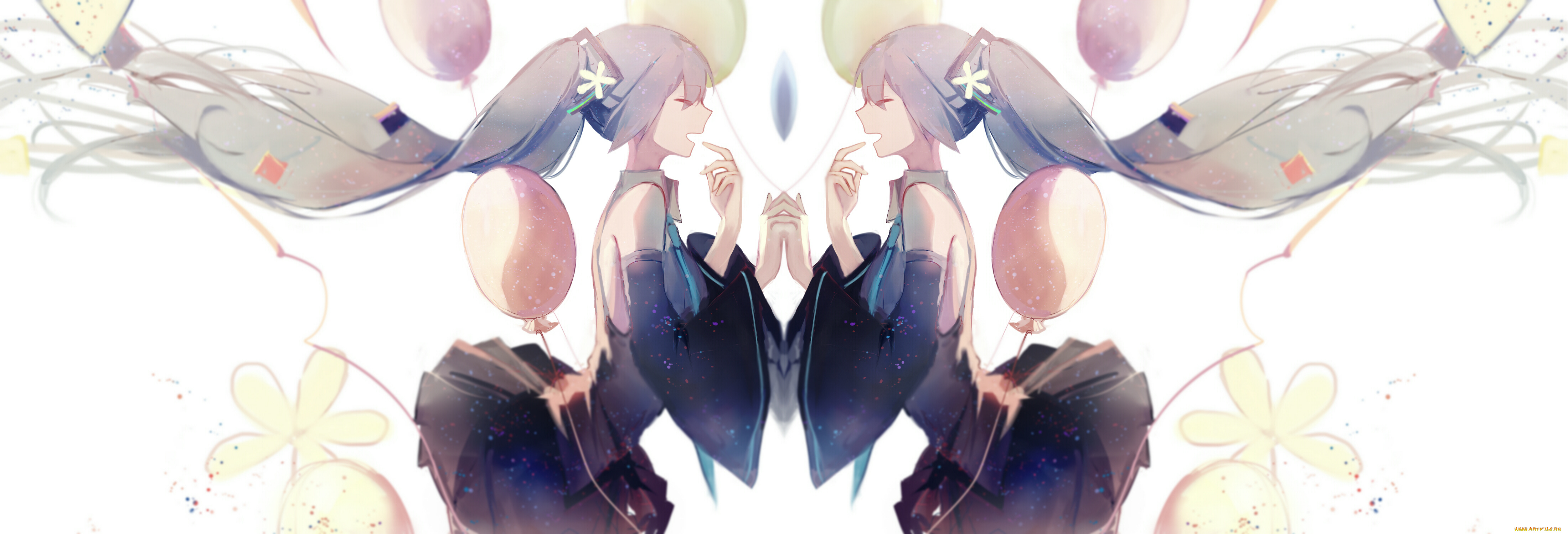 аниме, vocaloid, отражение, девушка