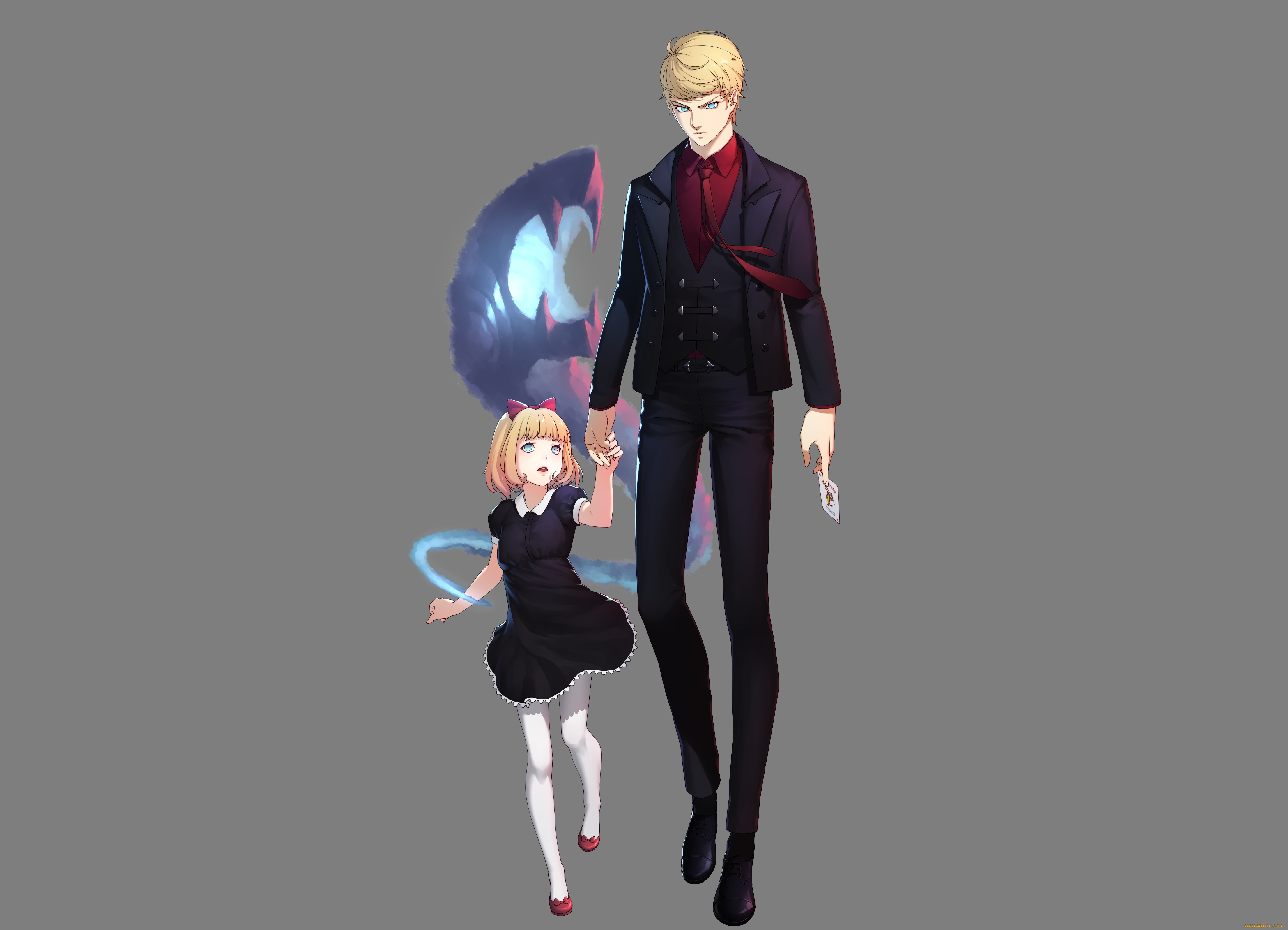 аниме, магия, , колдовство, , halloween, девочка, джокер, карта, парень