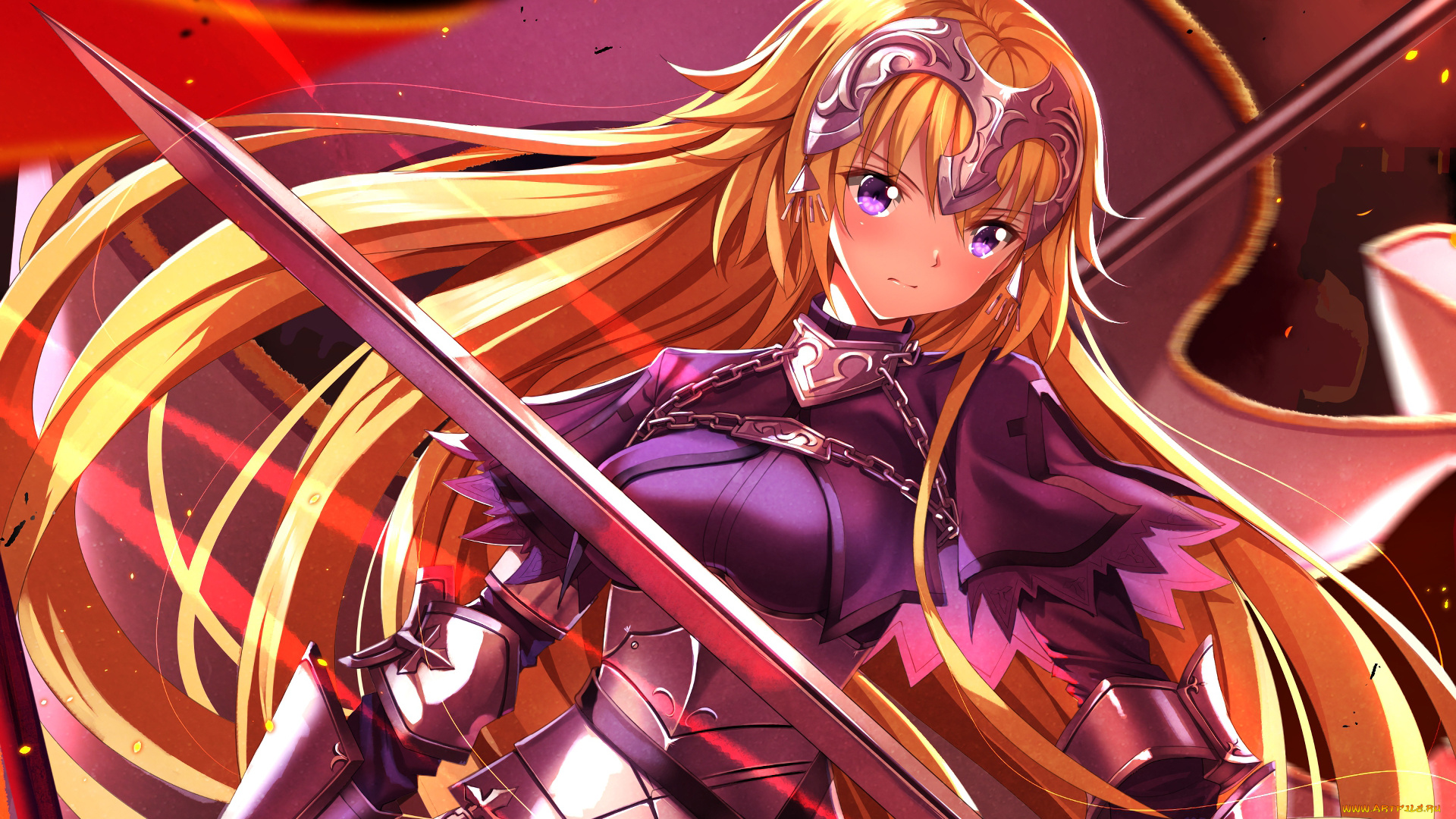 аниме, fate, stay, night, девушка, взгляд, фон