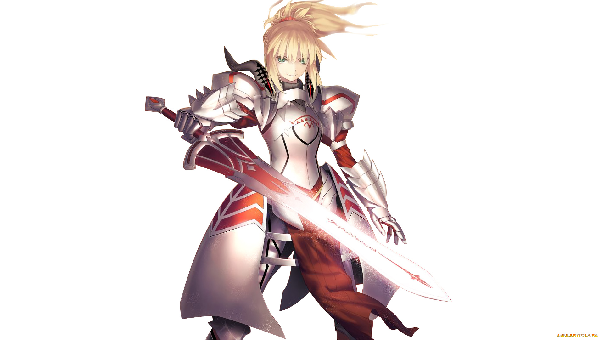 аниме, fate, stay, night, девушка, взгляд, фон